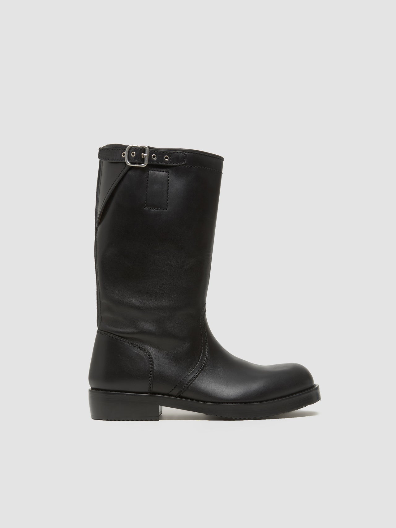 Leather Biker Boots in Black