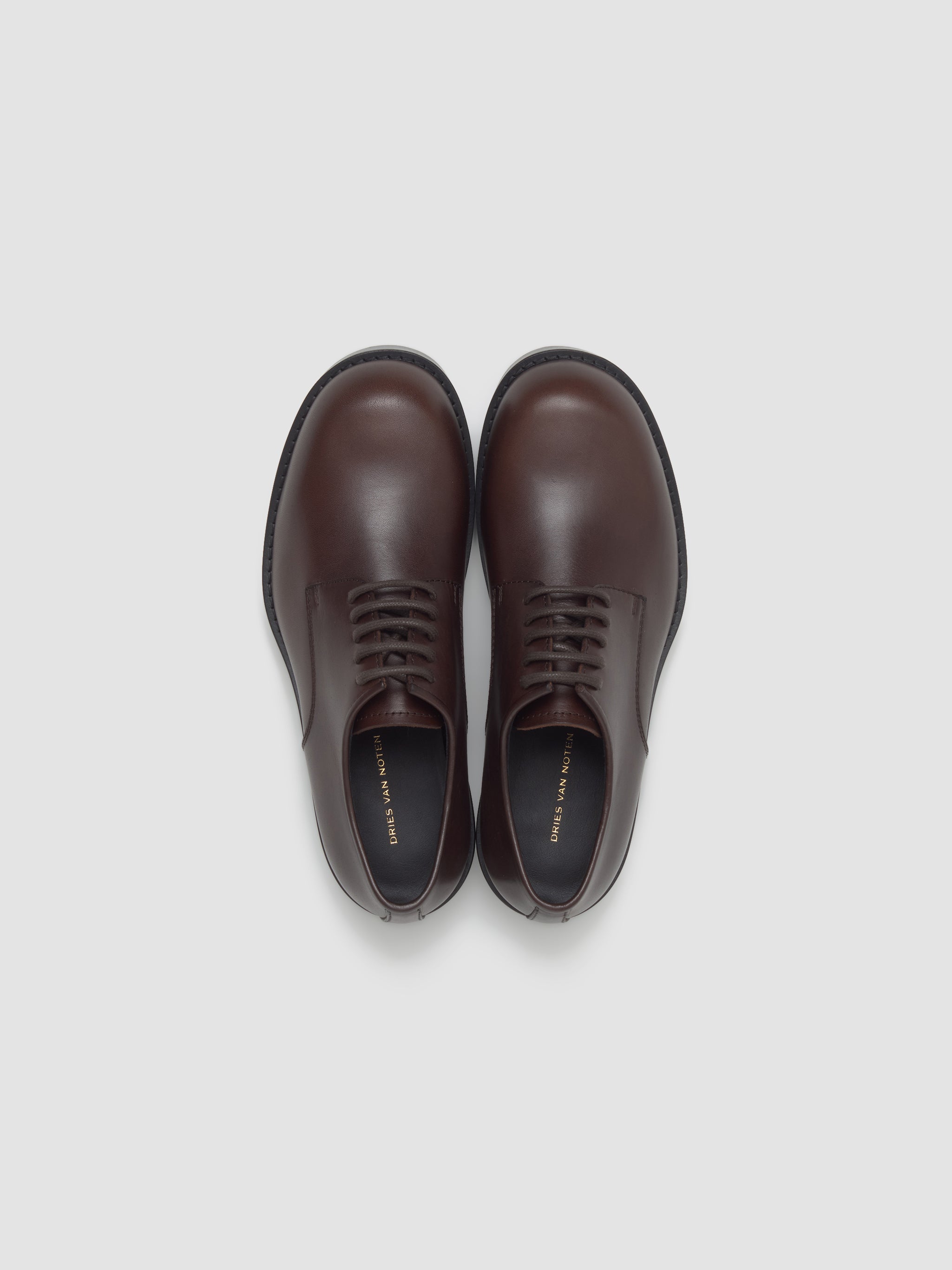 Leather Derby Shoes in Dark Brown