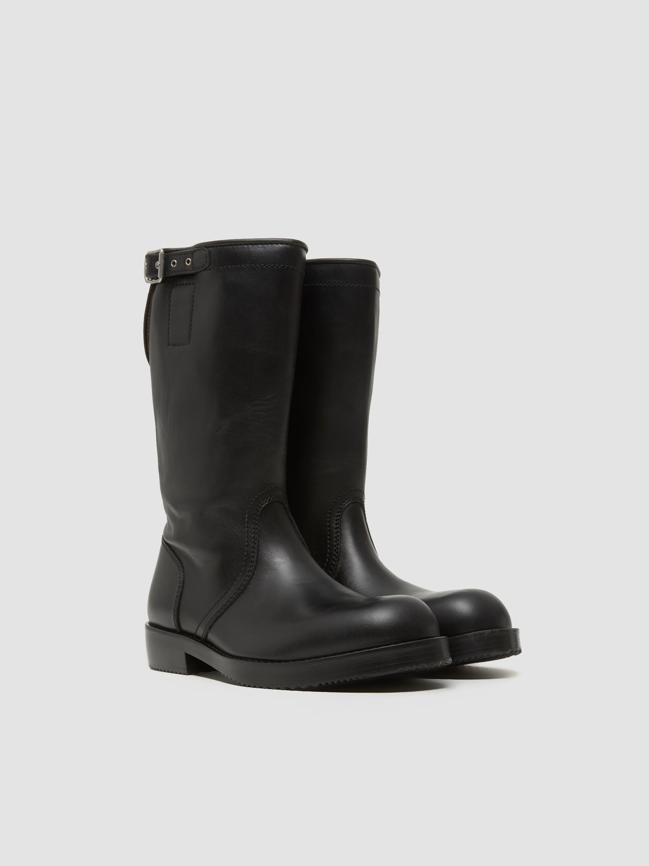 Leather Biker Boots in Black