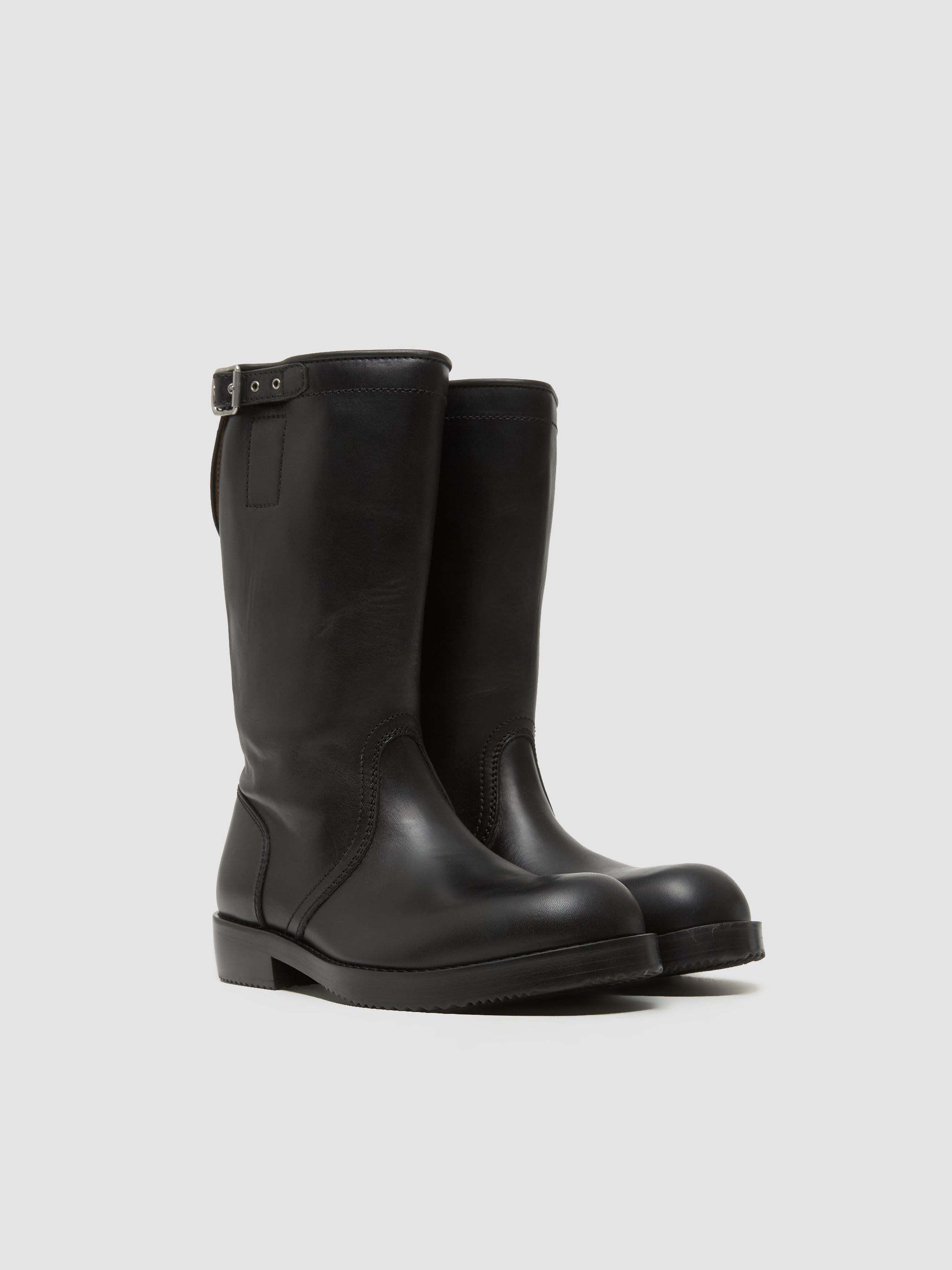 Leather Biker Boots in Black