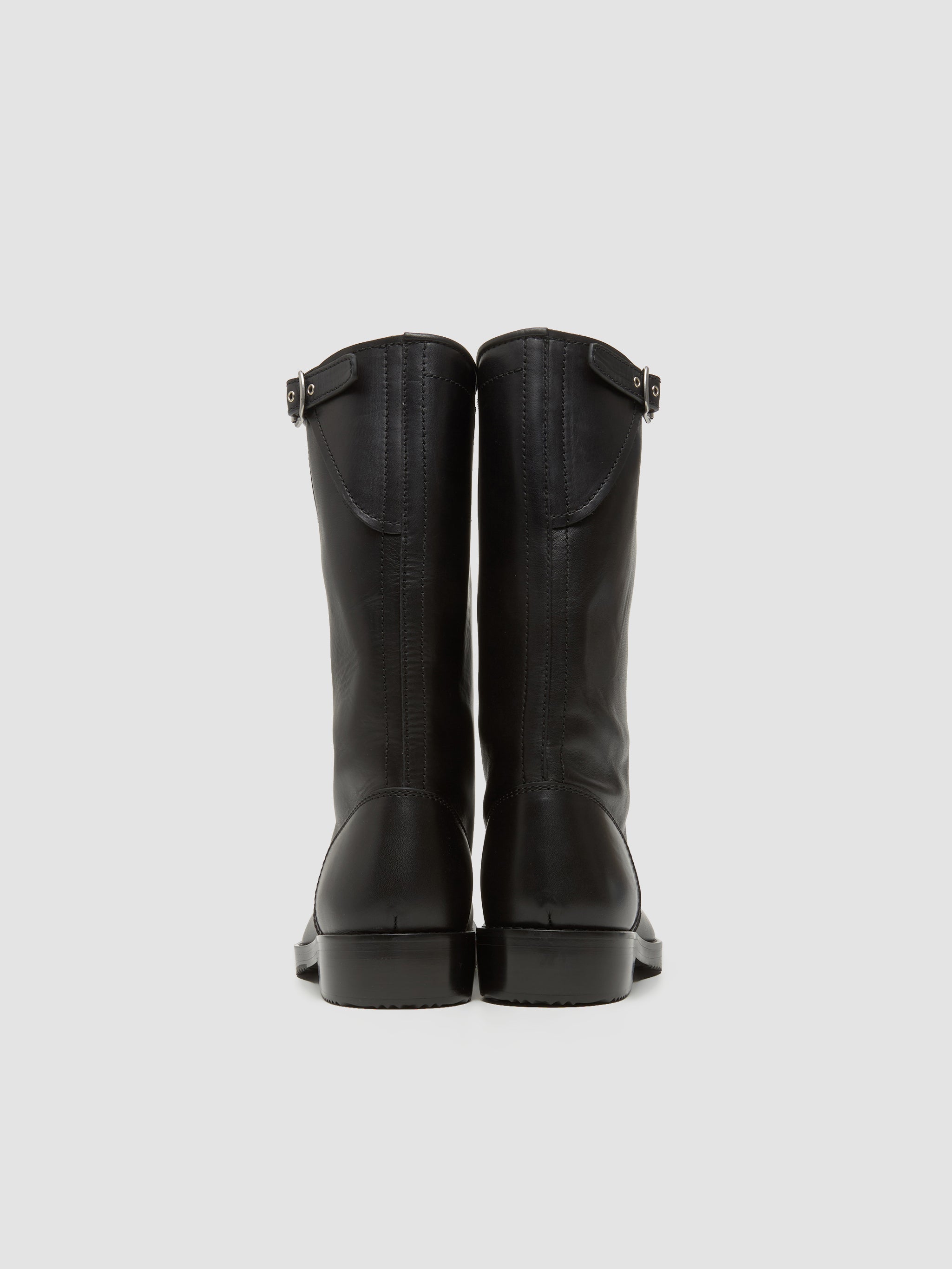 Leather Biker Boots in Black