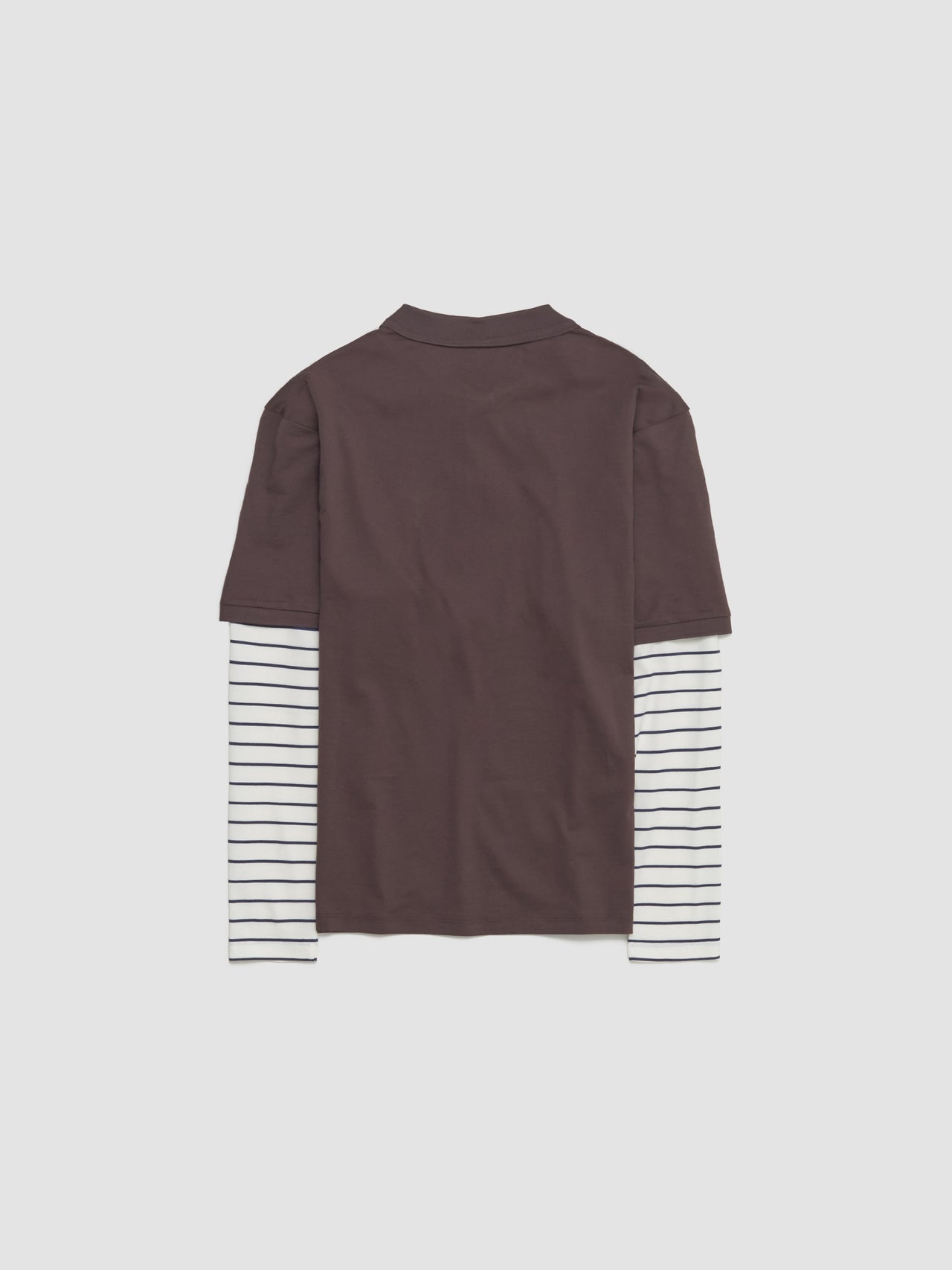 Jersey Polo Shirt in Cocoa Brown & Blue & Chalk White