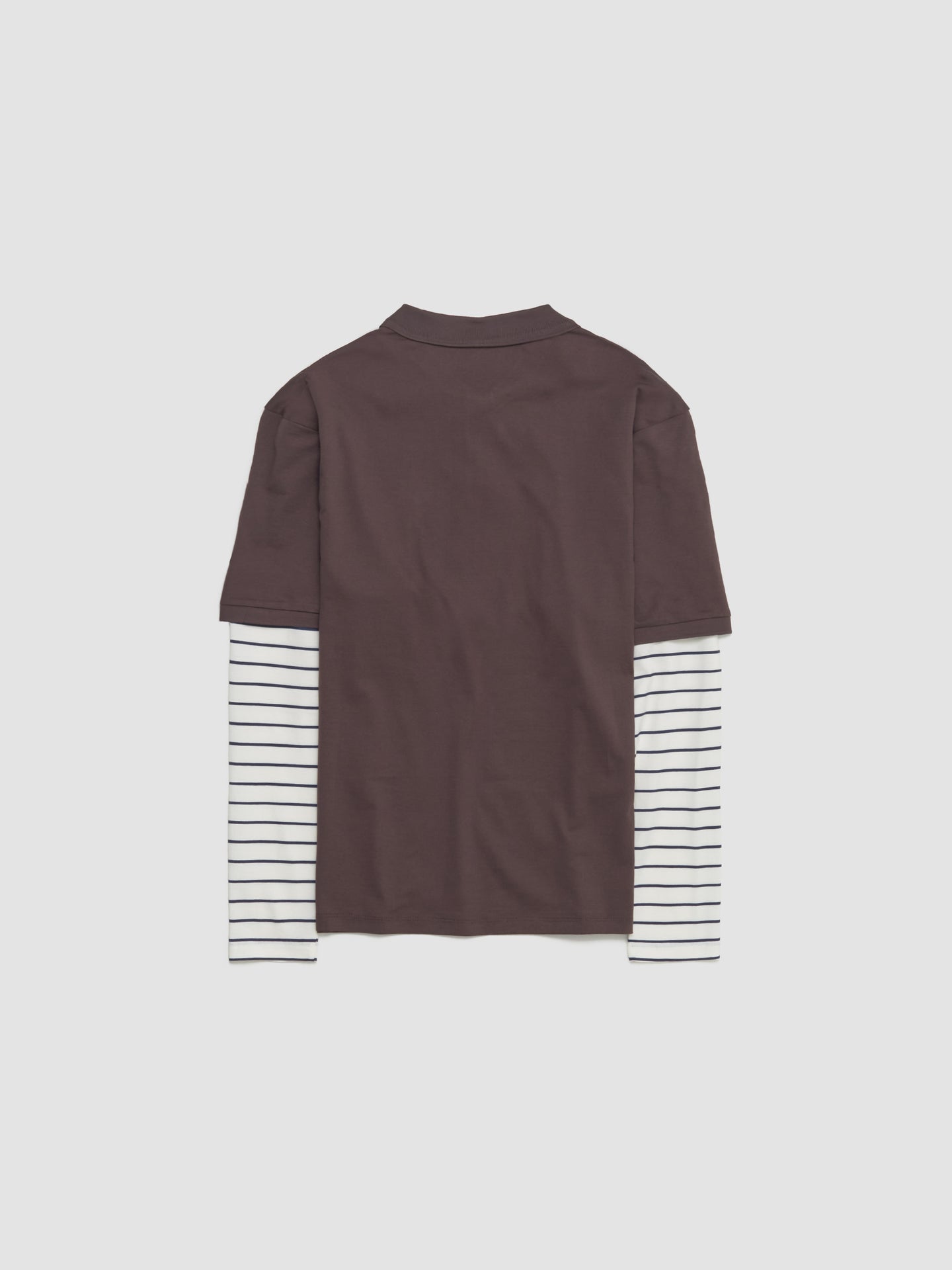 Jersey Polo Shirt in Cocoa Brown & Blue & Chalk White