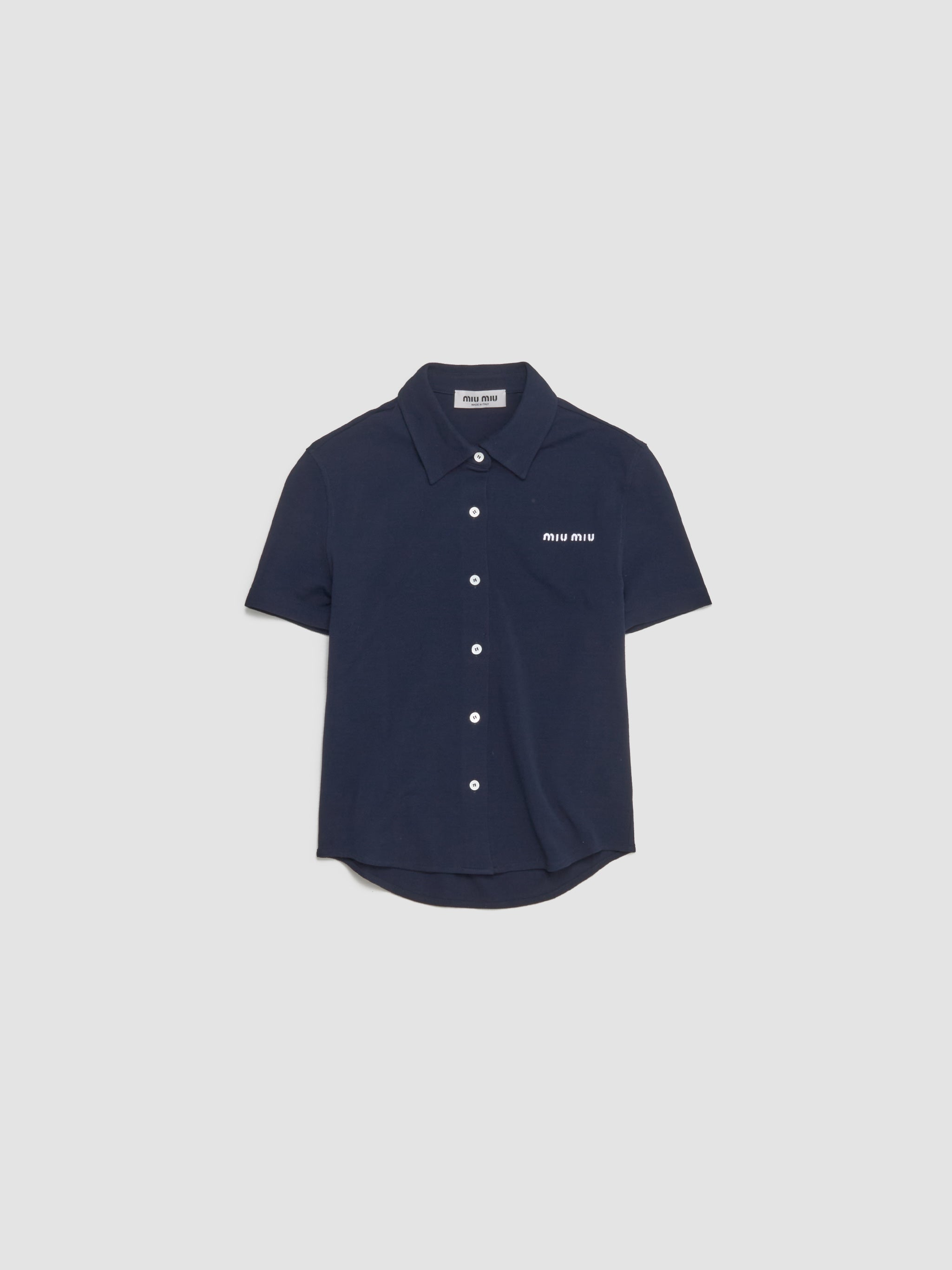 Cotton Piqué Shirt in Blue