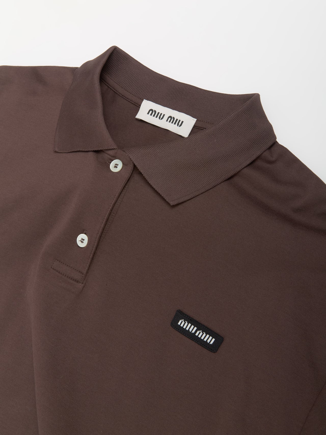 Jersey Polo Shirt in Cocoa Brown & Blue & Chalk White