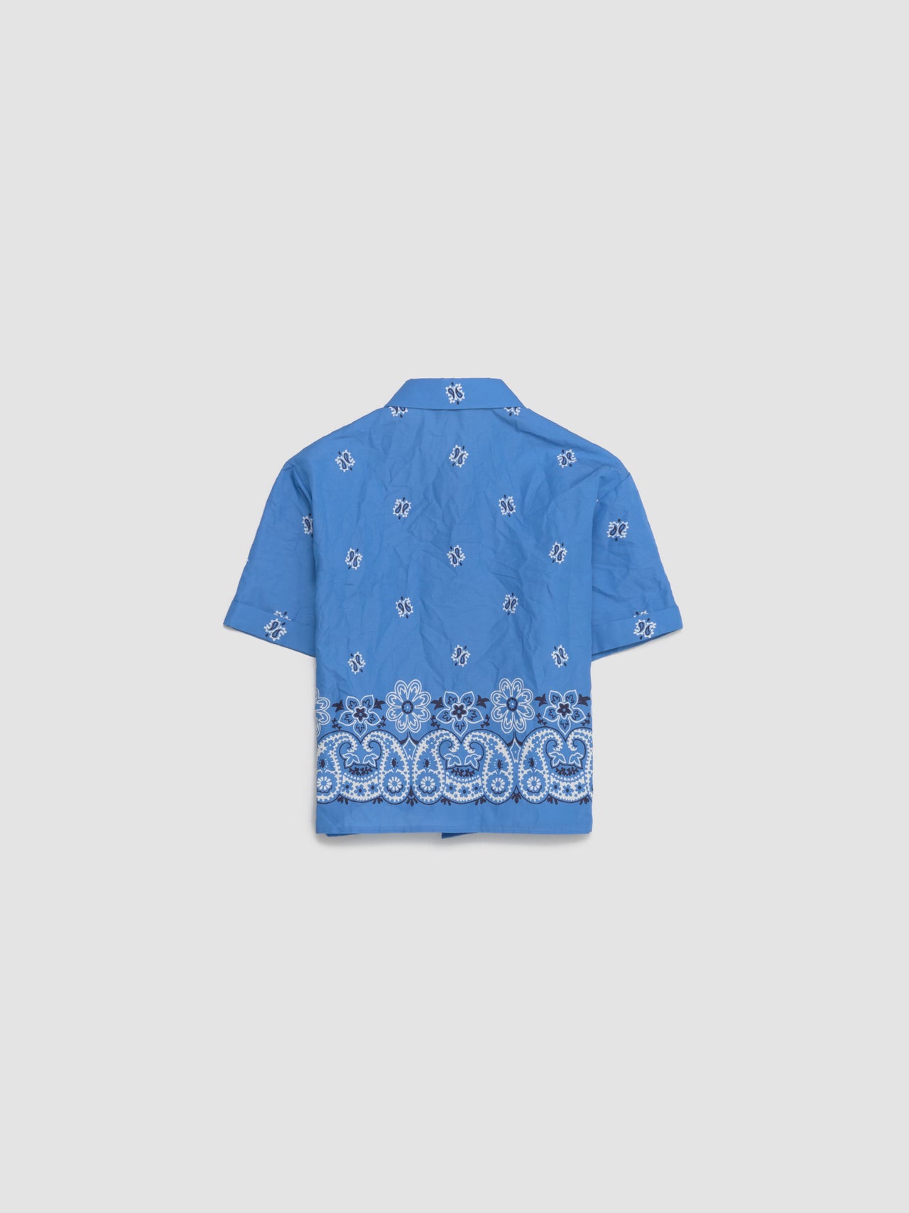 Rough Poplin Shirt with Print in Light Blue & White
