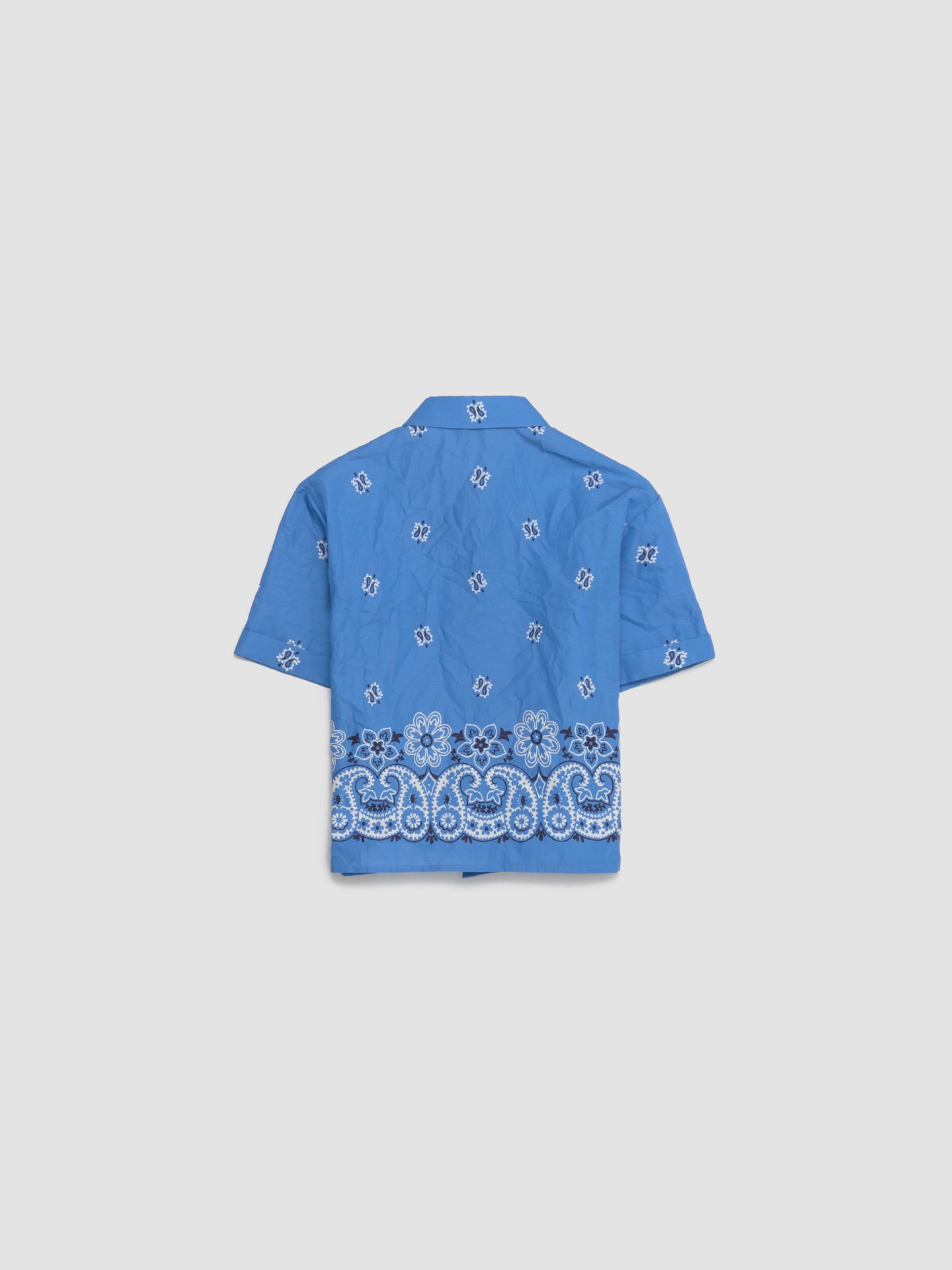 Rough Poplin Shirt with Print in Light Blue & White