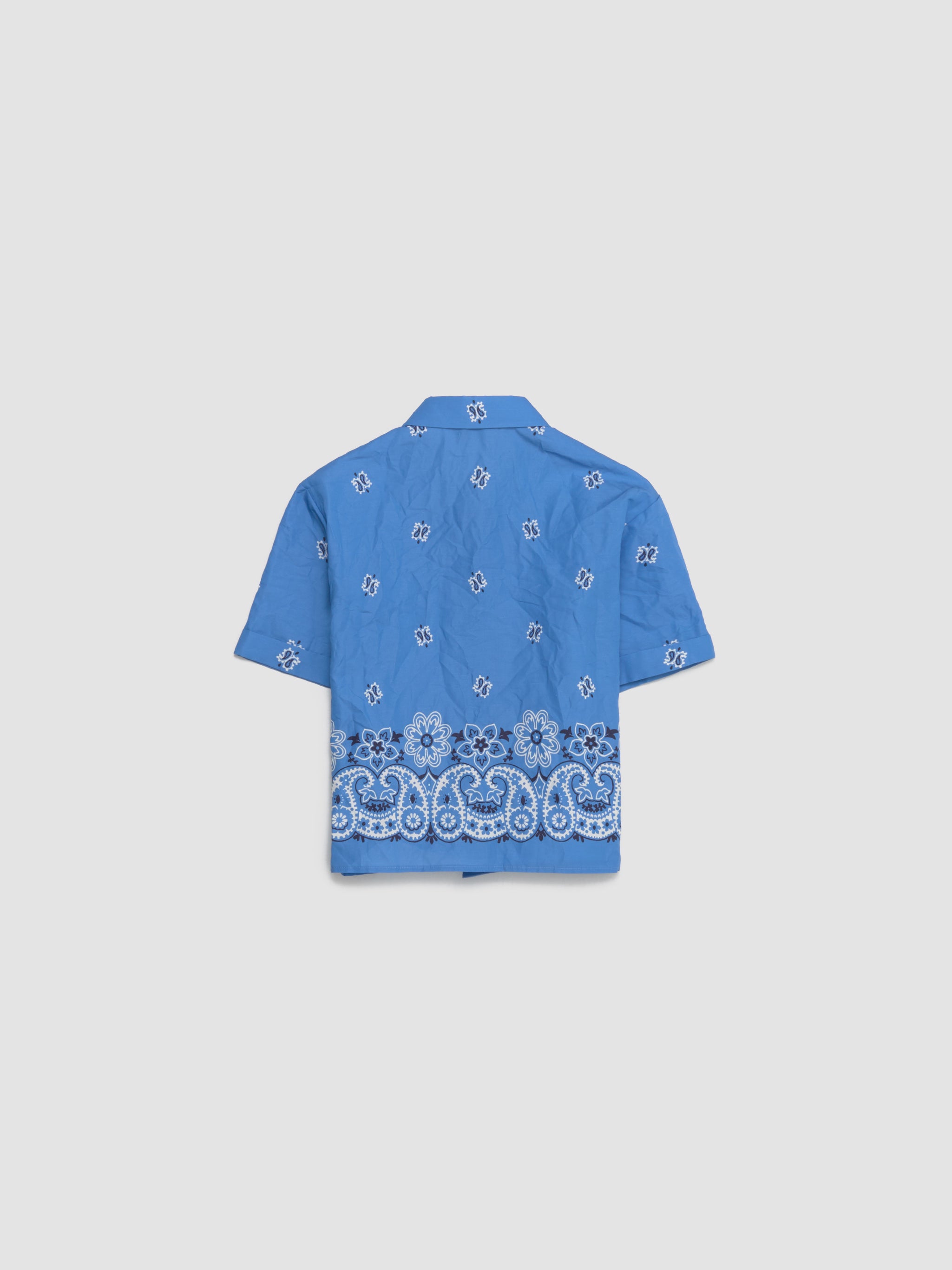 Rough Poplin Shirt with Print in Light Blue & White