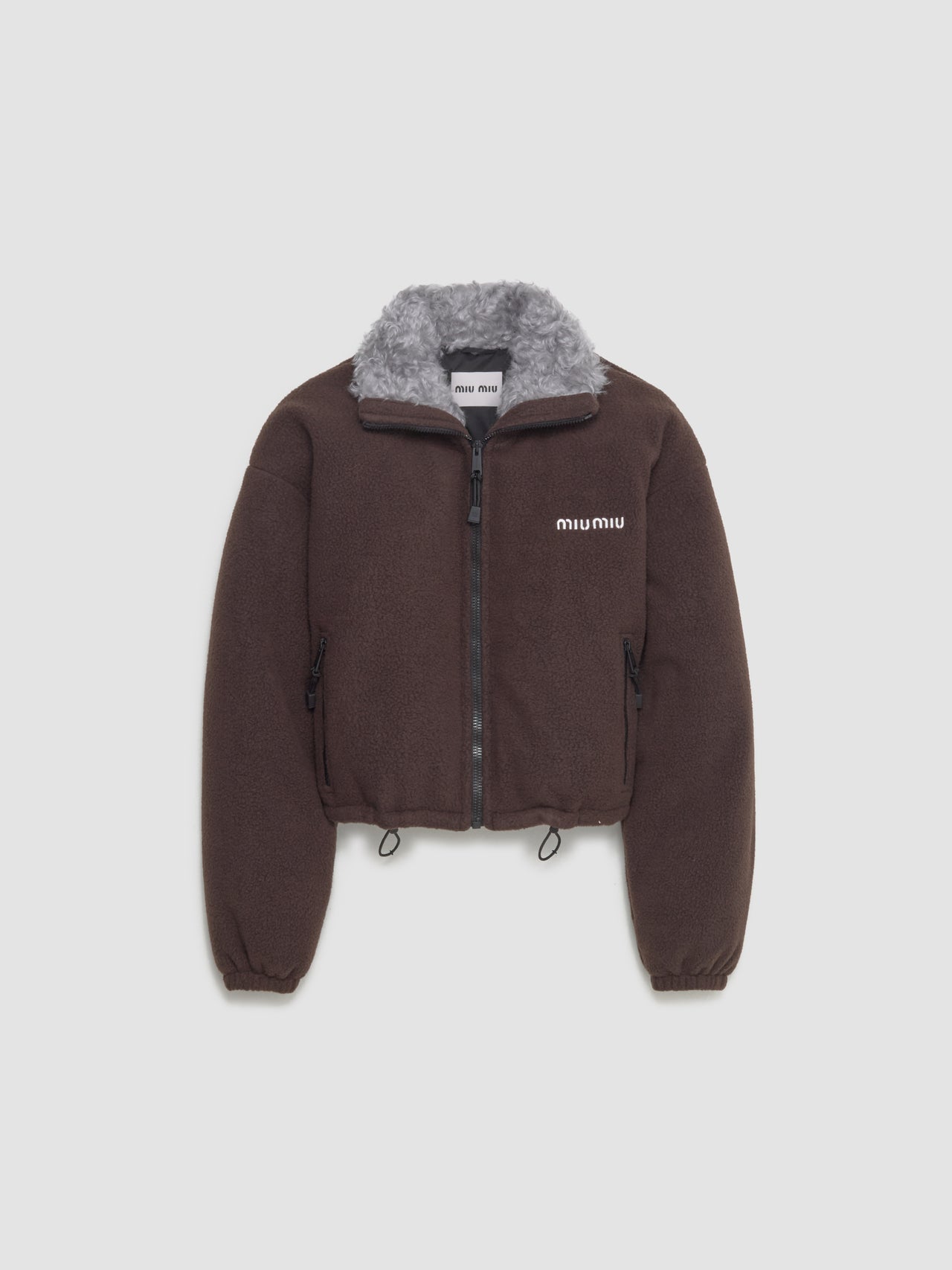 Fleece Down Jacket in Ebony