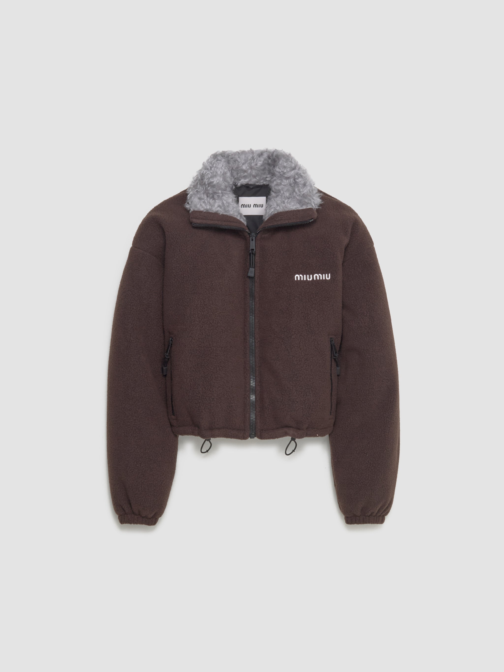 Fleece Down Jacket in Ebony