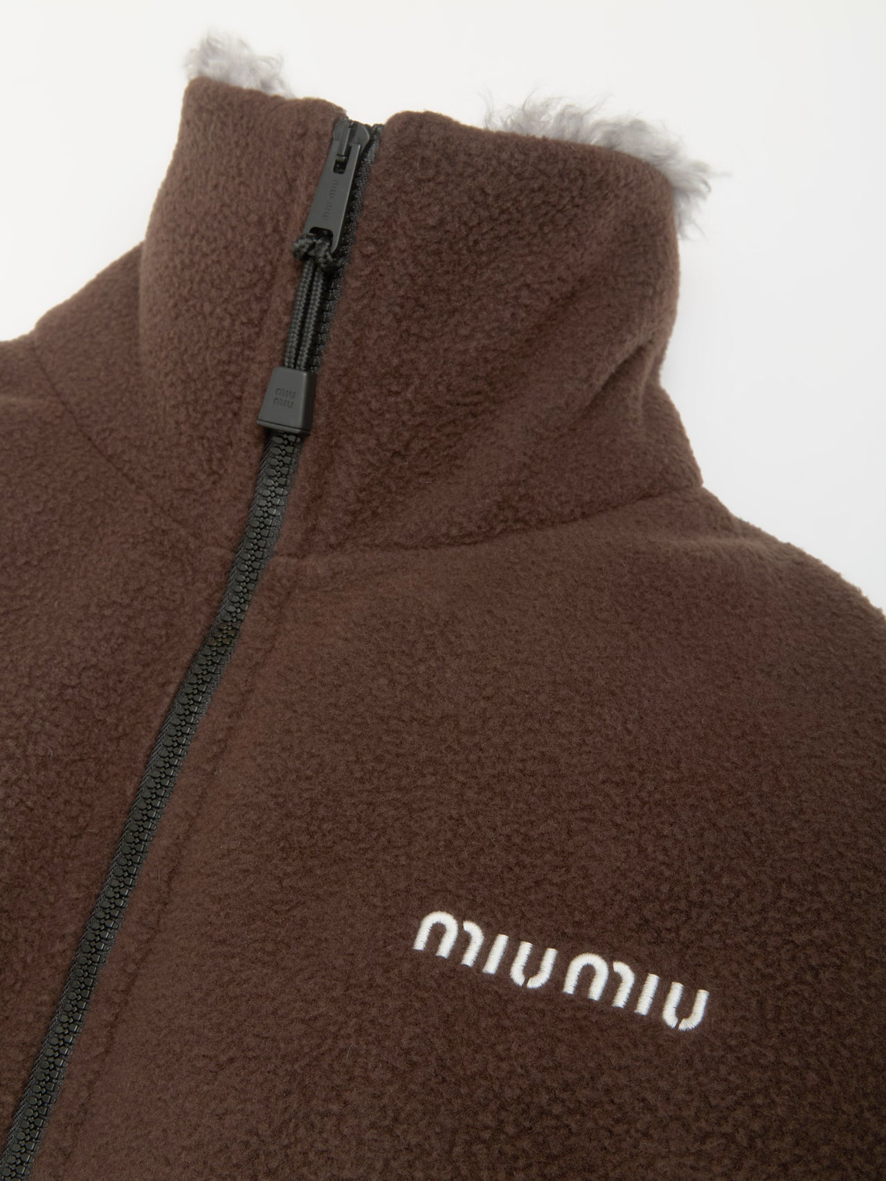 Fleece Down Jacket in Ebony