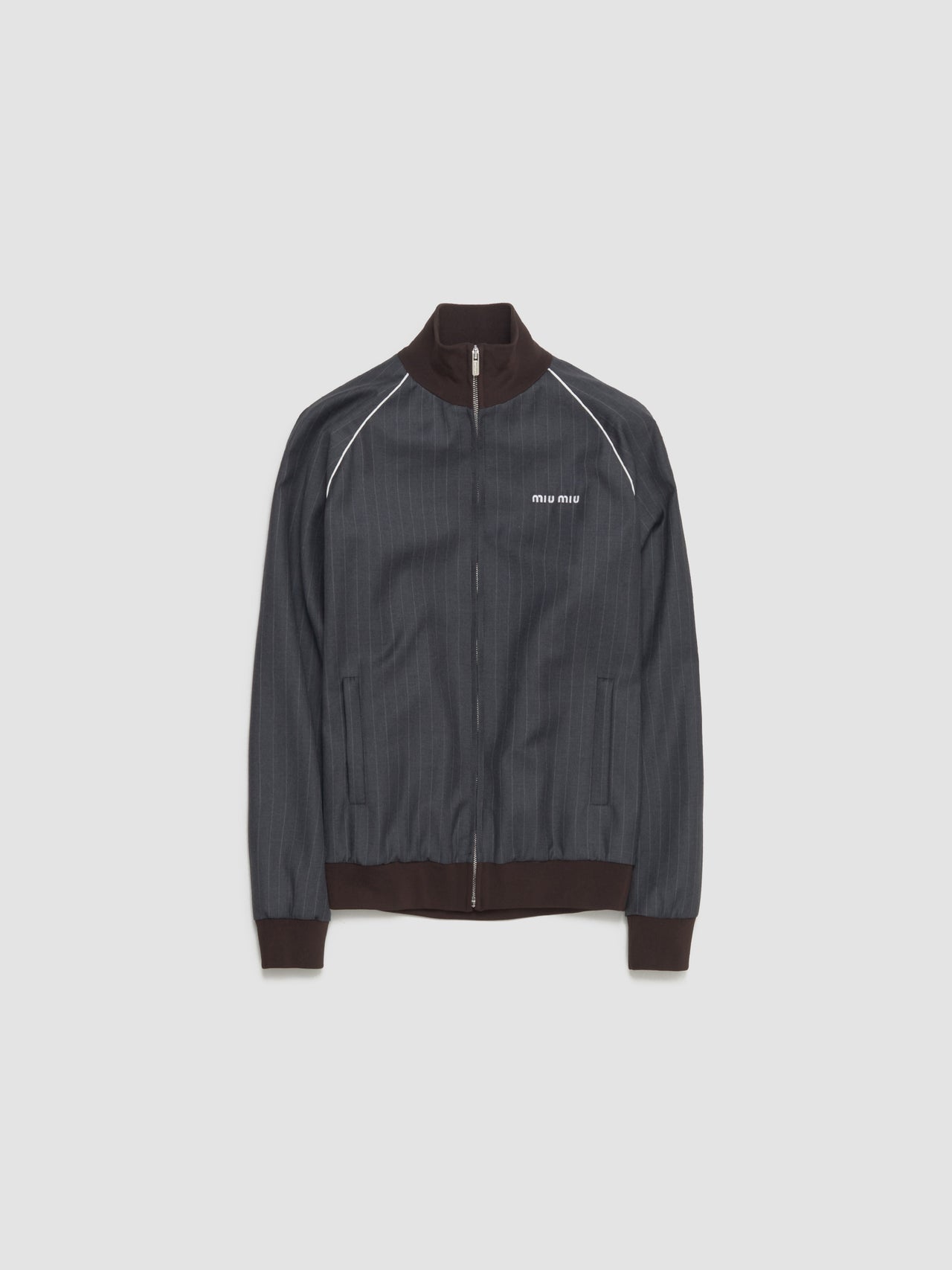 Blouson Jacket with Zip and Pinstripes in Slate Grey