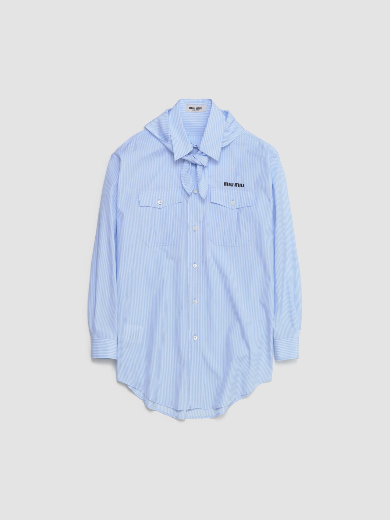 Striped Poplin Shirt in Sky Blue