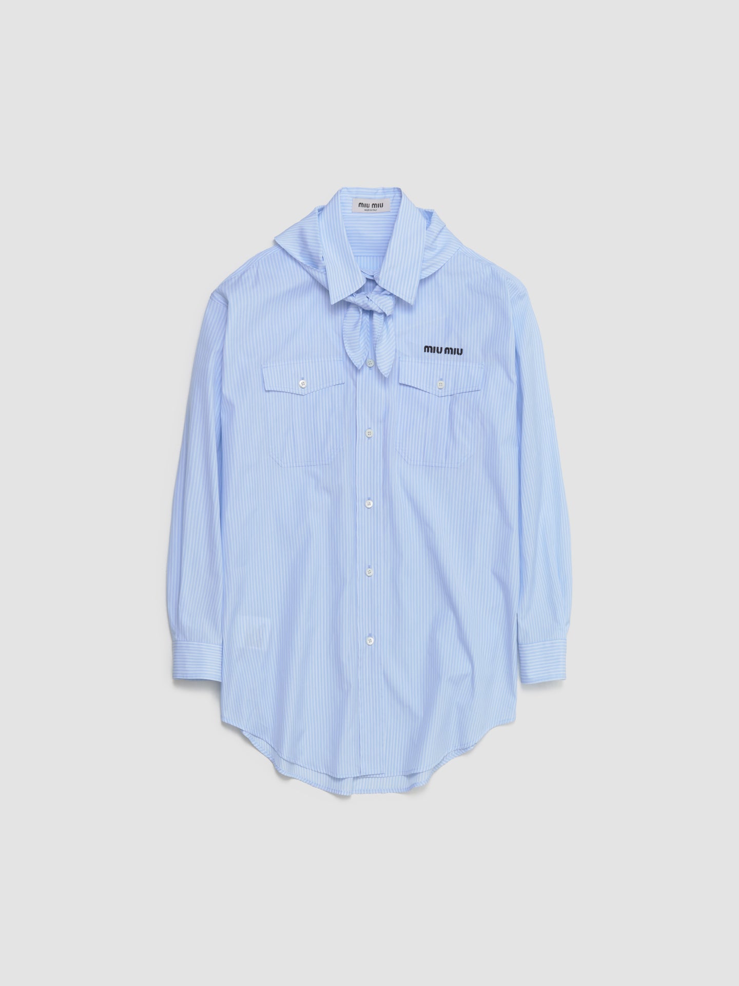 Striped Poplin Shirt in Sky Blue