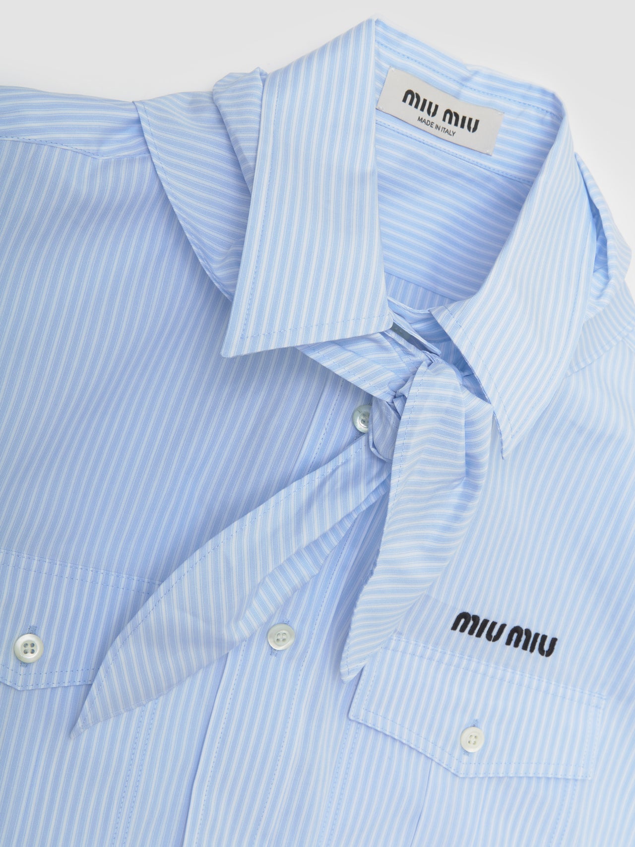 Striped Poplin Shirt in Sky Blue