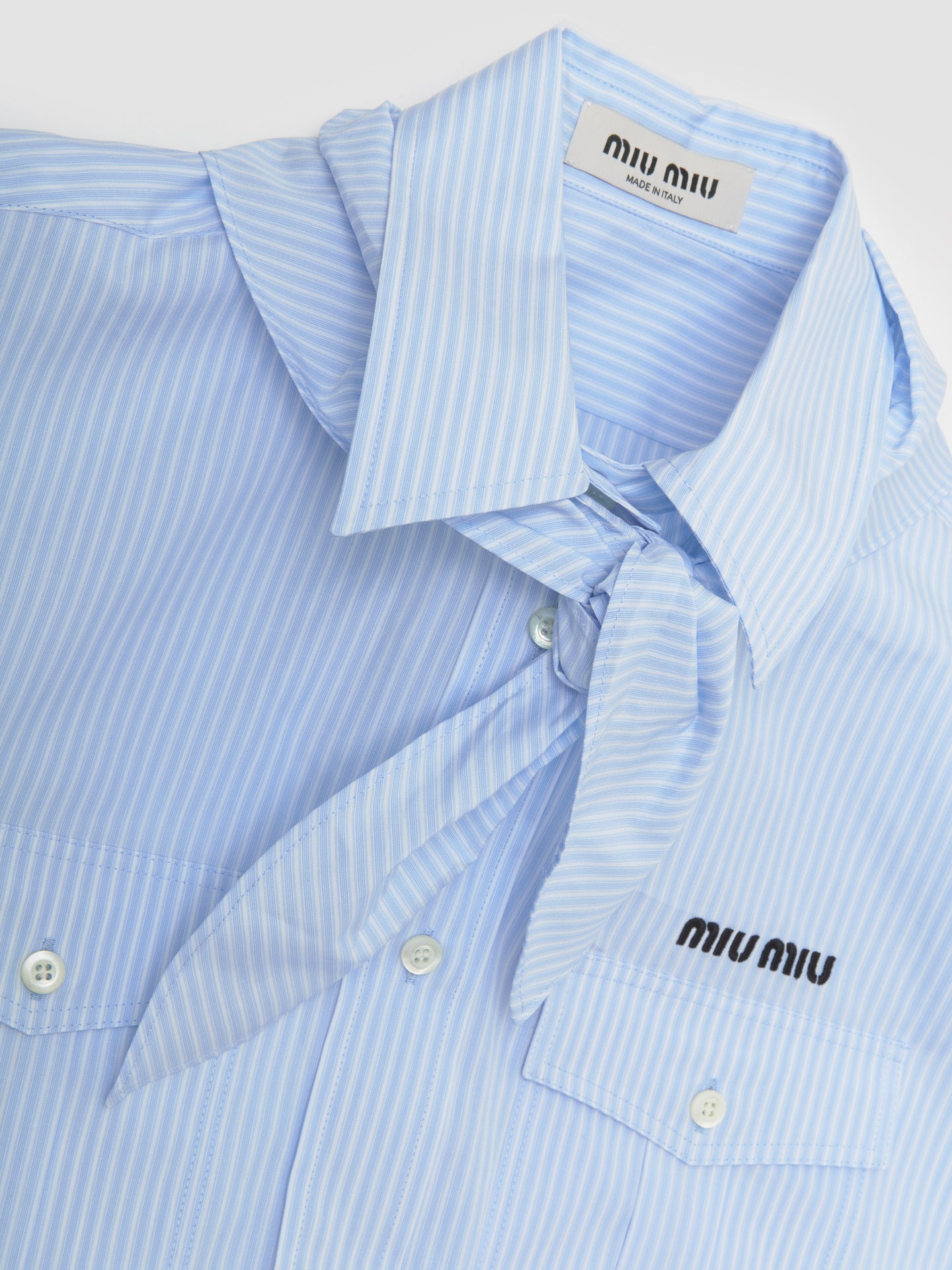 Striped Poplin Shirt in Sky Blue