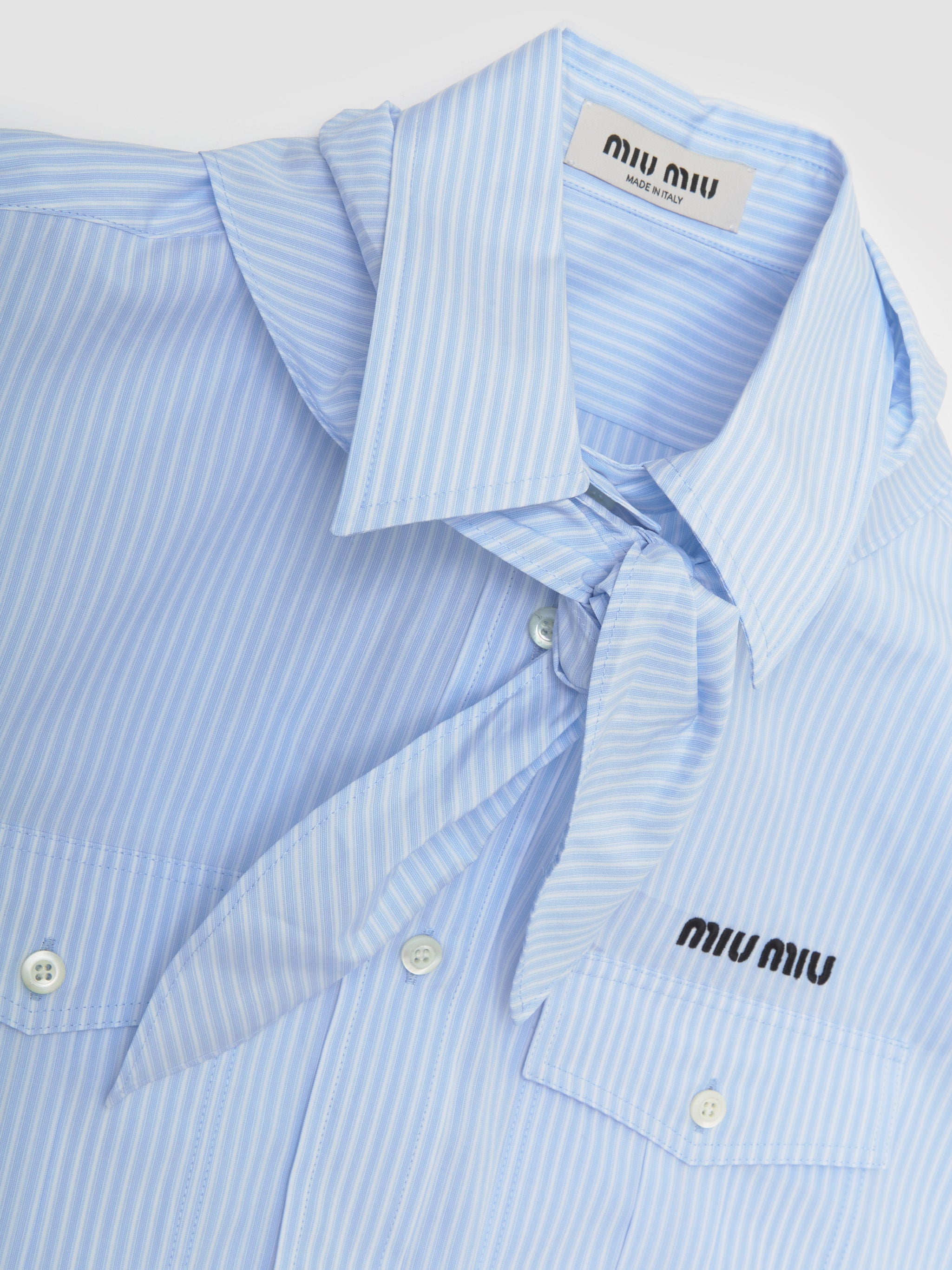 Striped Poplin Shirt in Sky Blue