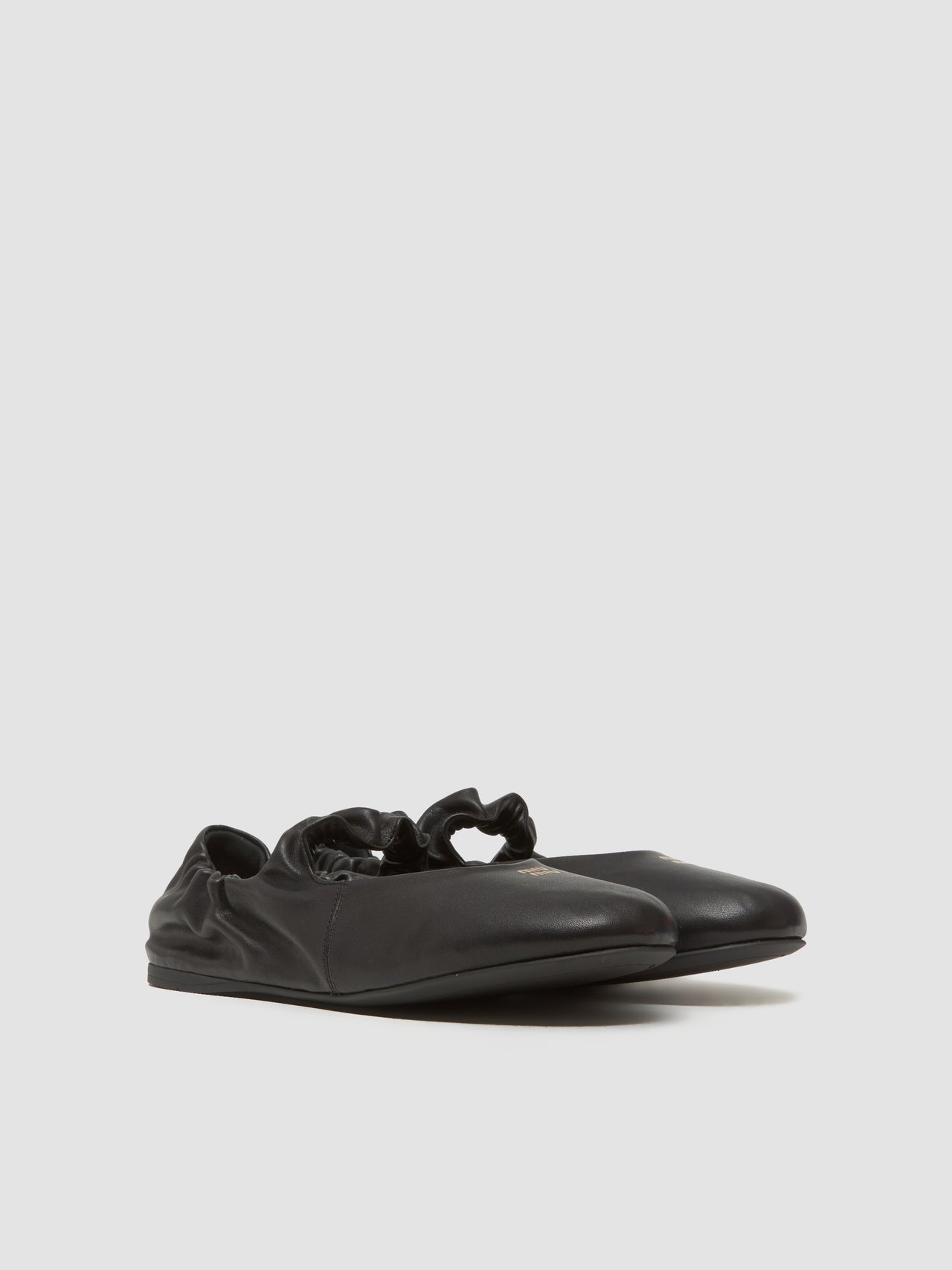 Ruches Nappa Leather Ballerinas in Black
