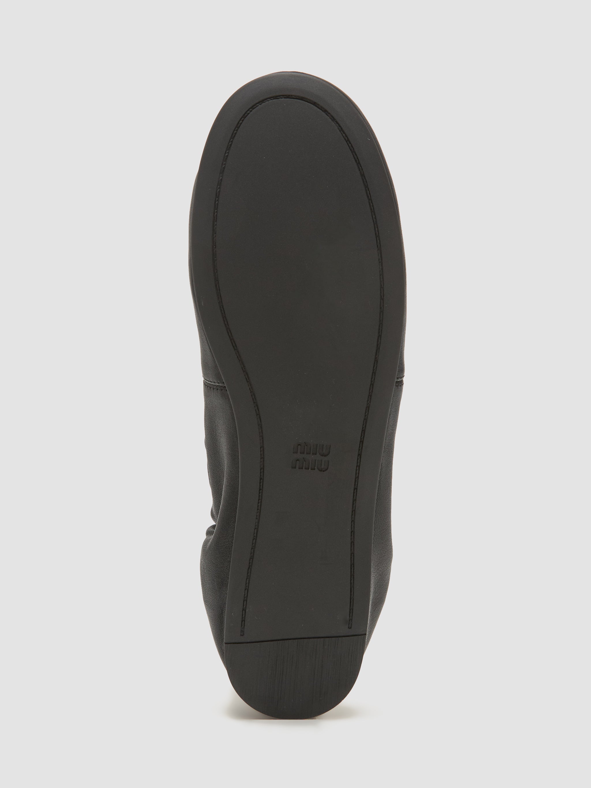 Ruches Nappa Leather Ballerinas in Black