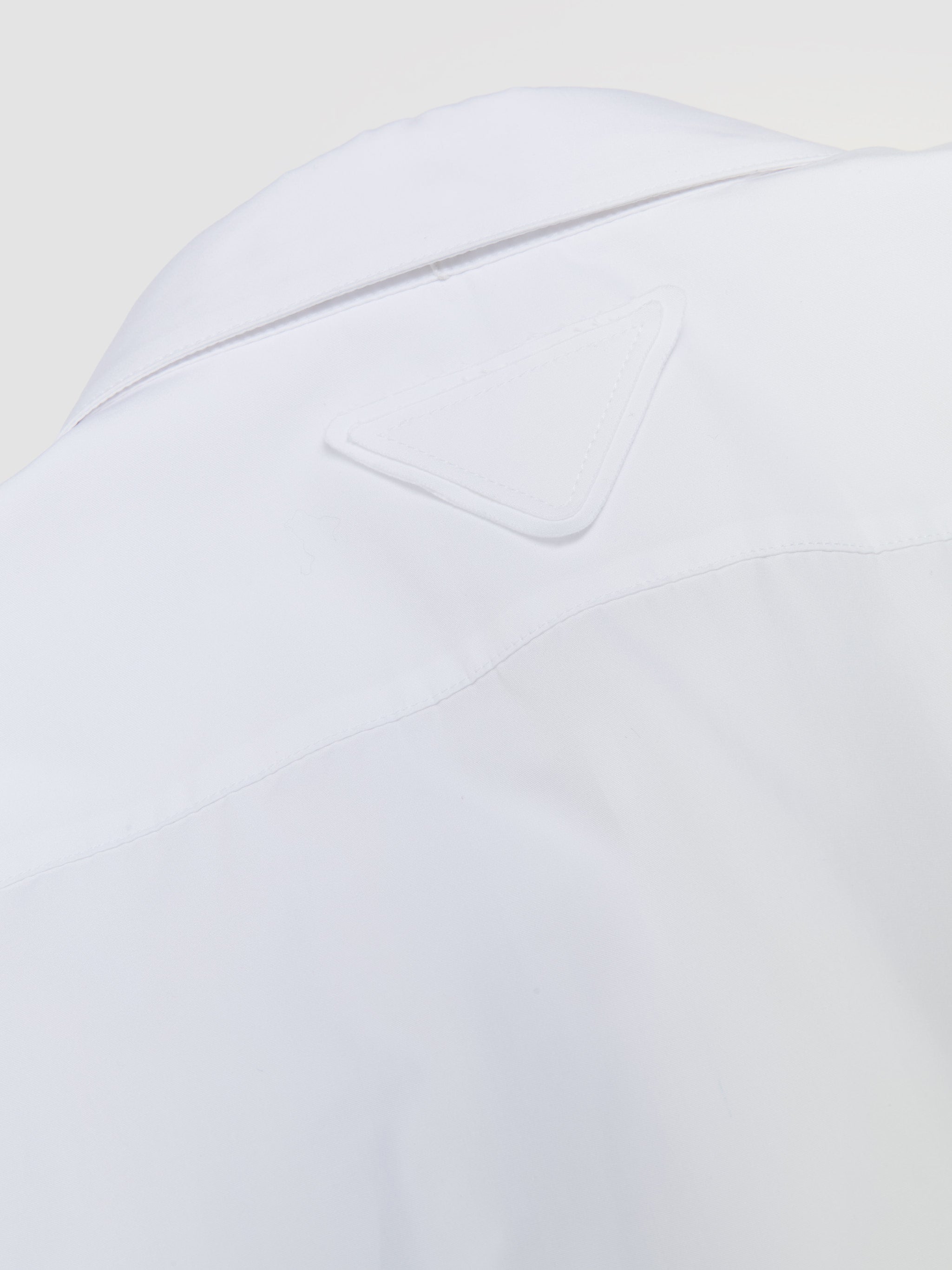 Cropped Cotton Shirt with Bow Detail in White