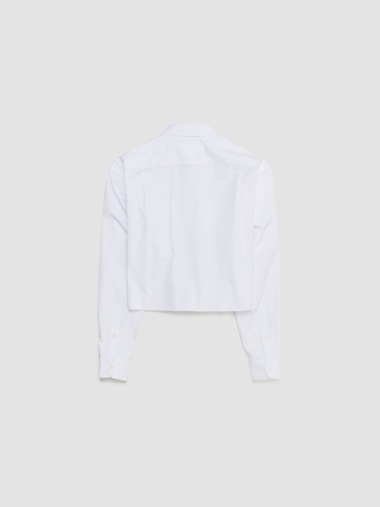 Cropped Cotton Shirt with Bow Detail in White