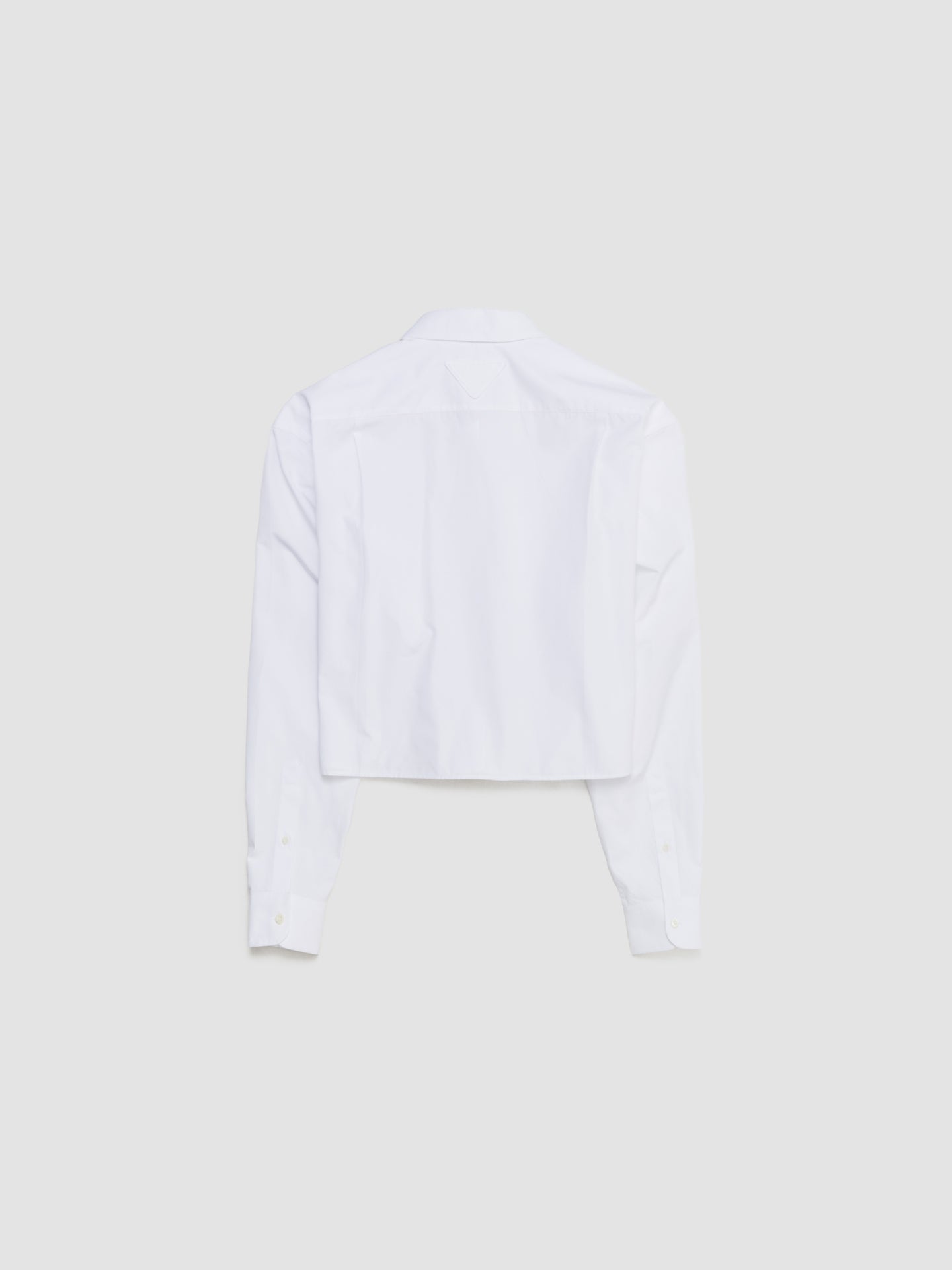 Cropped Cotton Shirt with Bow Detail in White