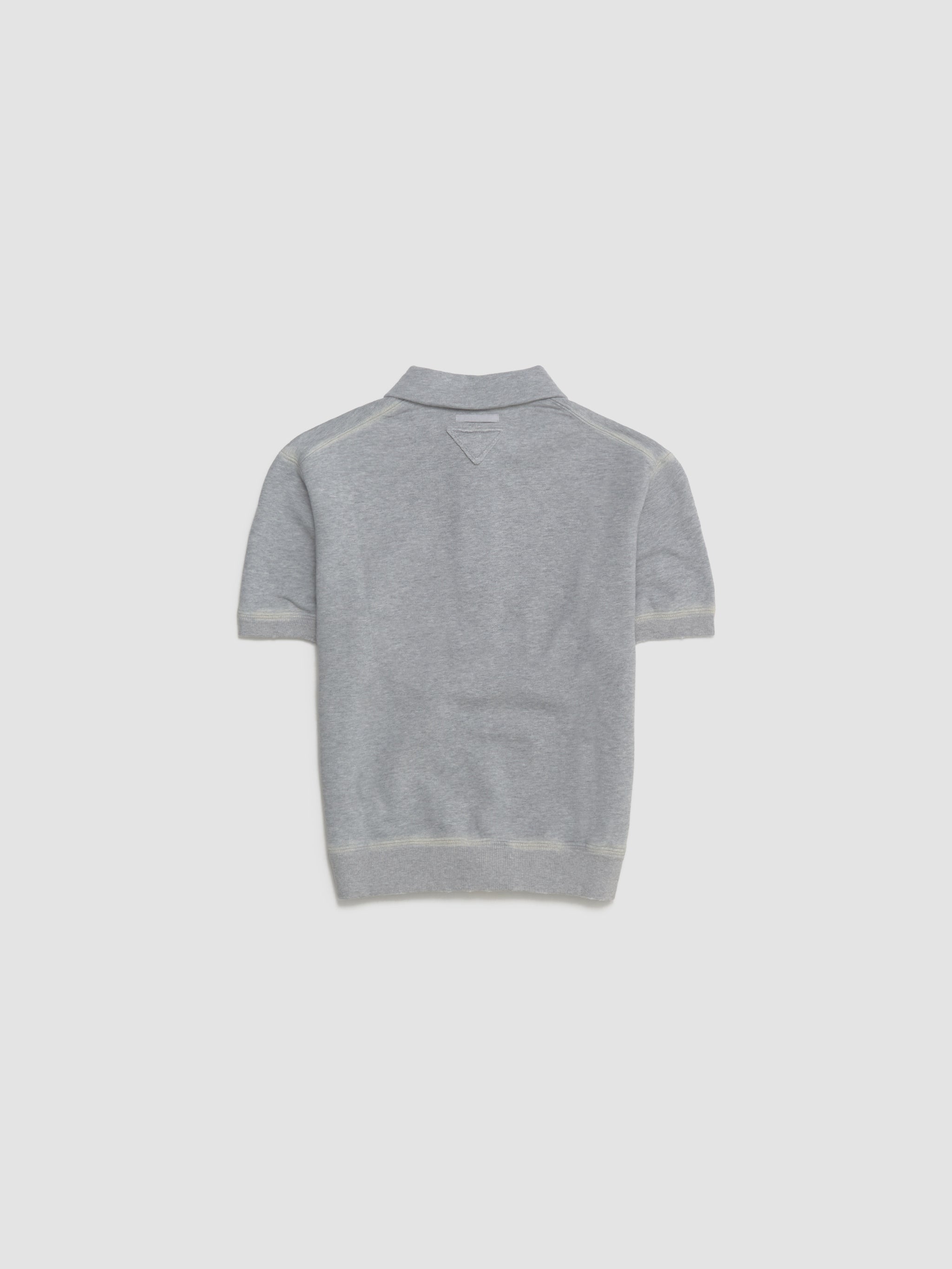 Cotton Polo Shirt in Grey Melange