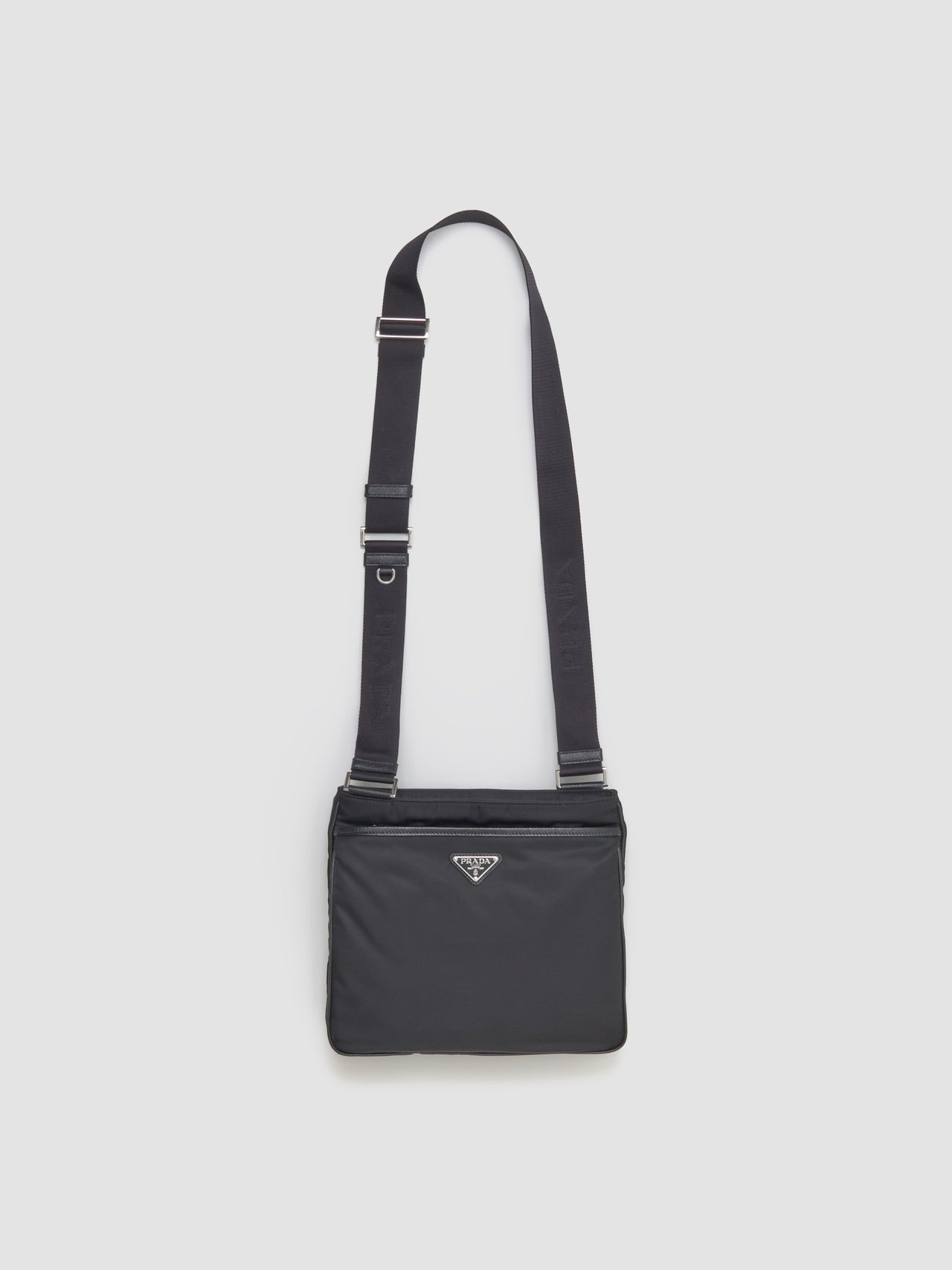 Re-Nylon and Saffiano Leather Shoulder Bag in Black