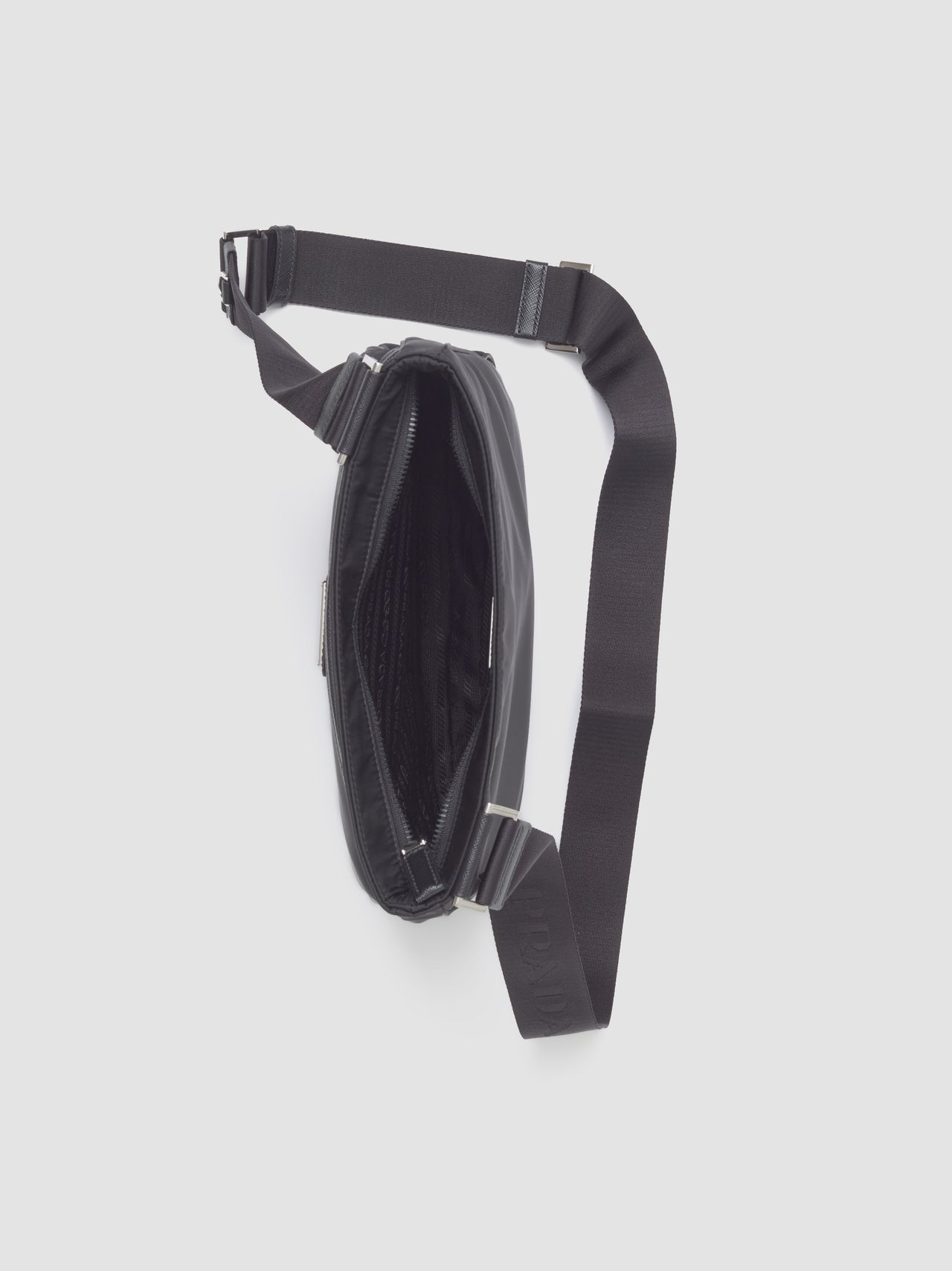 Re-Nylon and Saffiano Leather Shoulder Bag in Black