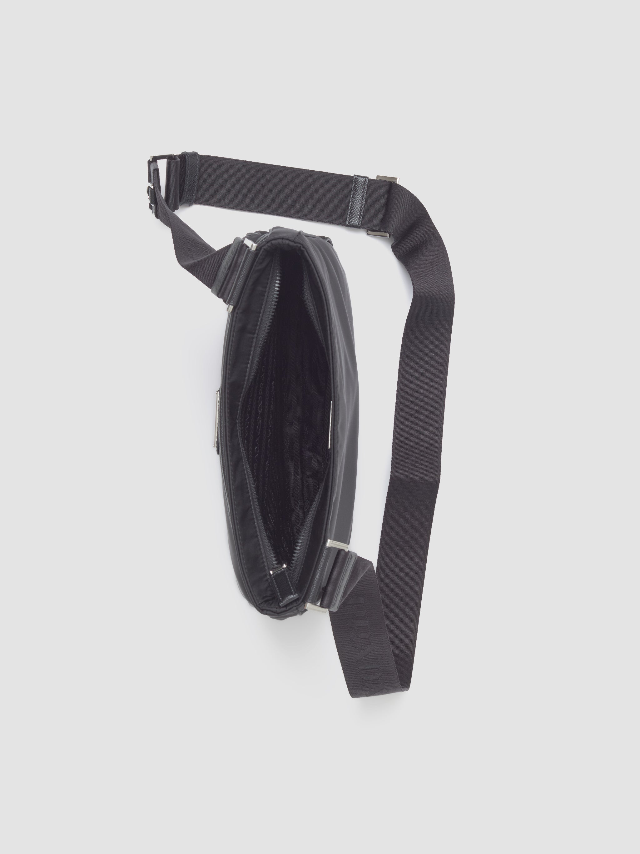 Re-Nylon and Saffiano Leather Shoulder Bag in Black