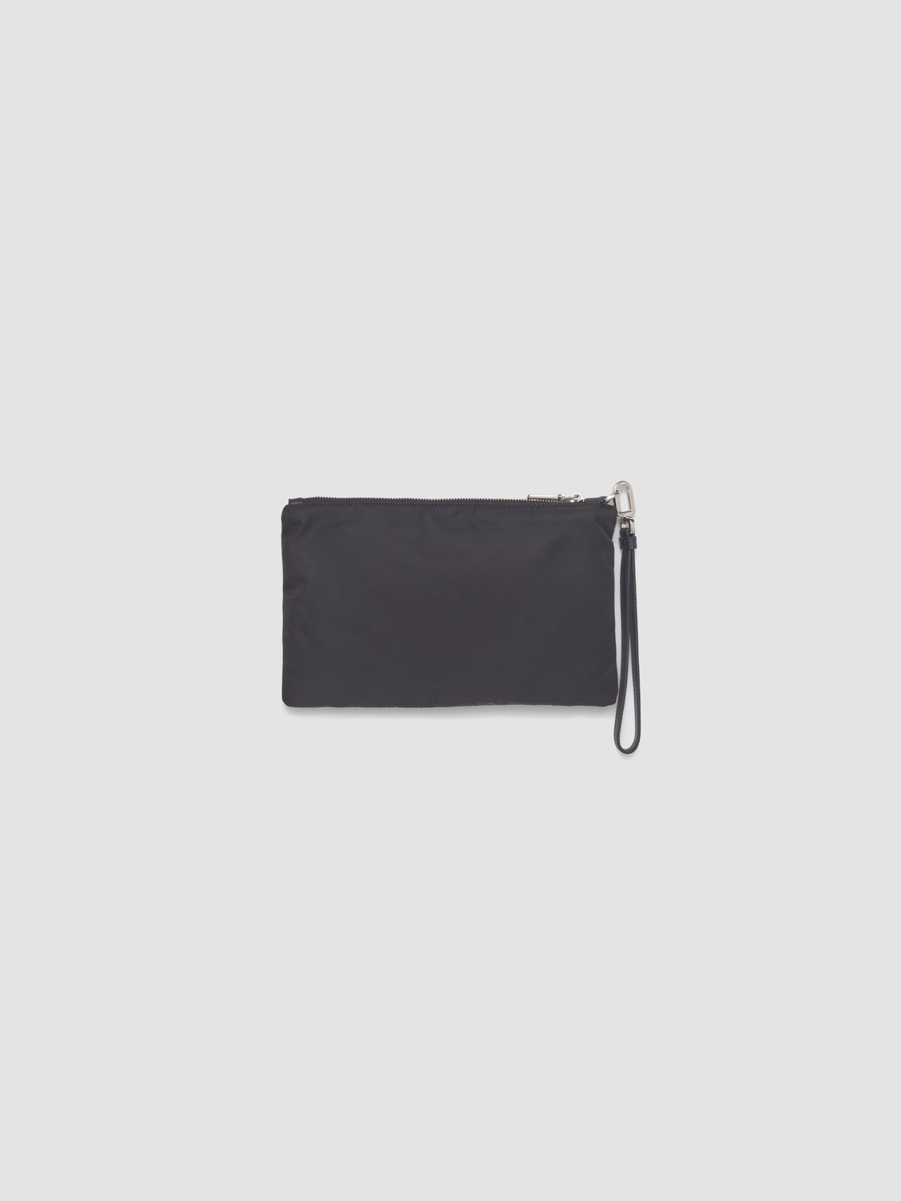 Re-Nylon and Saffiano Leather Pouch in Black