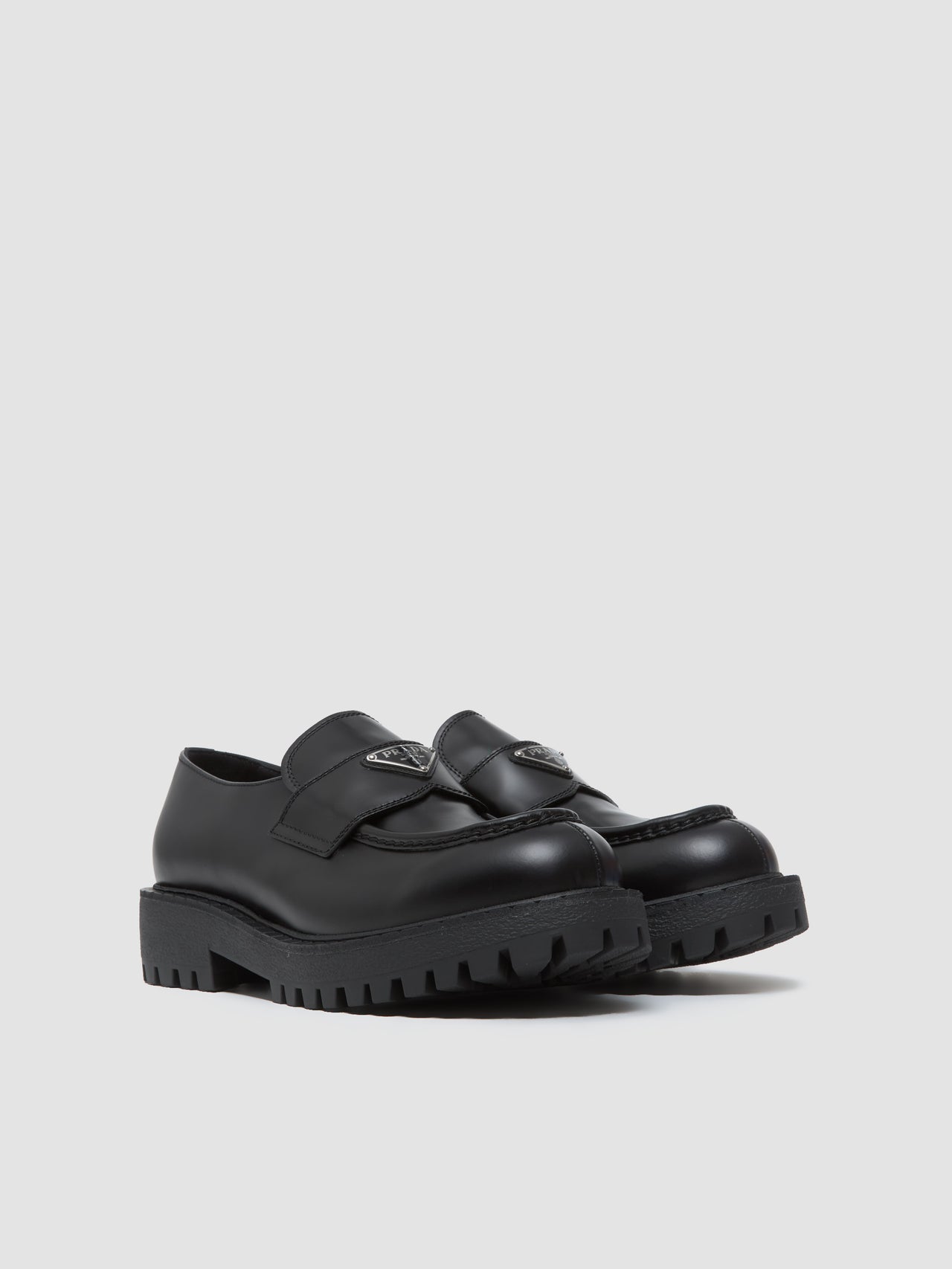 Men's Brushed Leather Loafers in Black