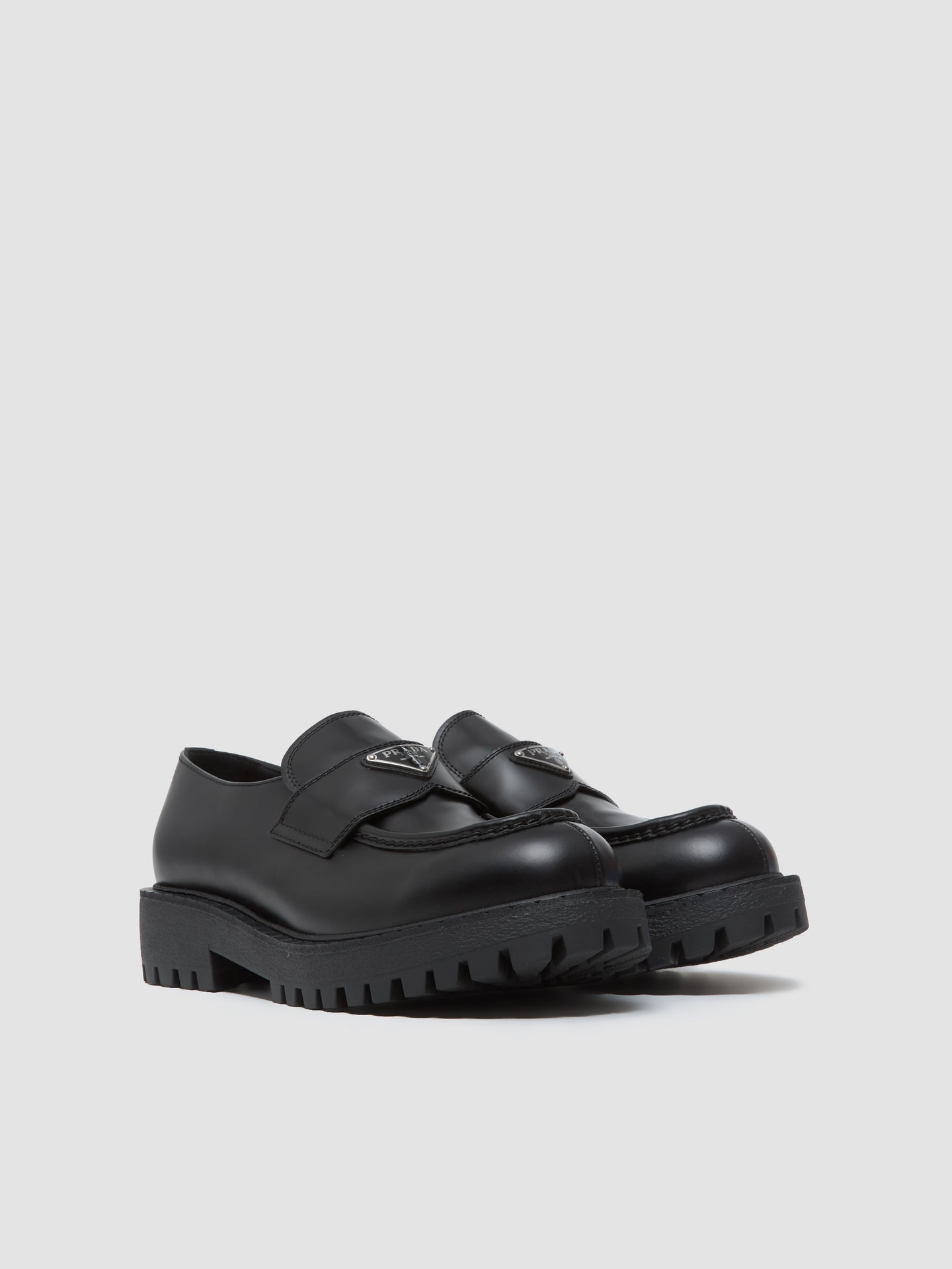 Men's Brushed Leather Loafers in Black