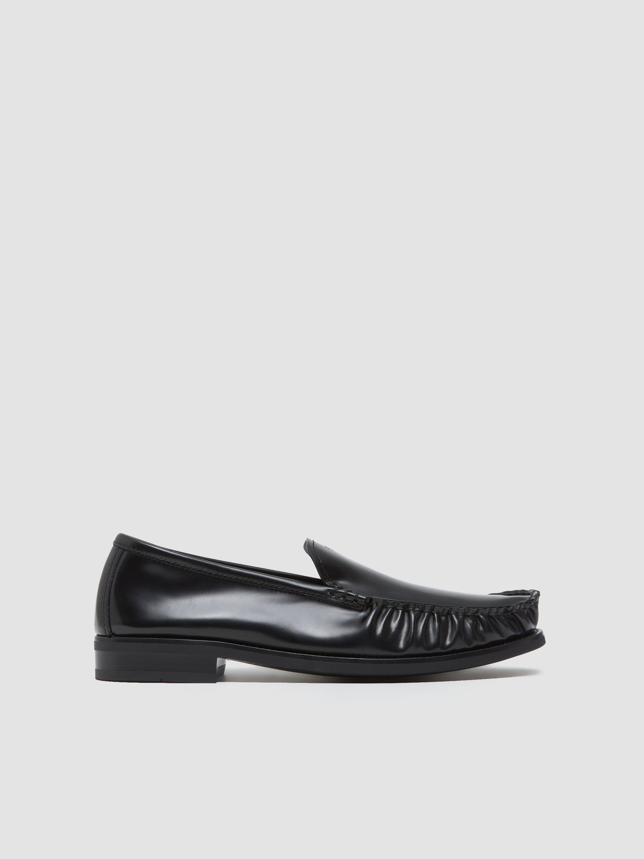 Brushed Leather Loafers with Logo in Black