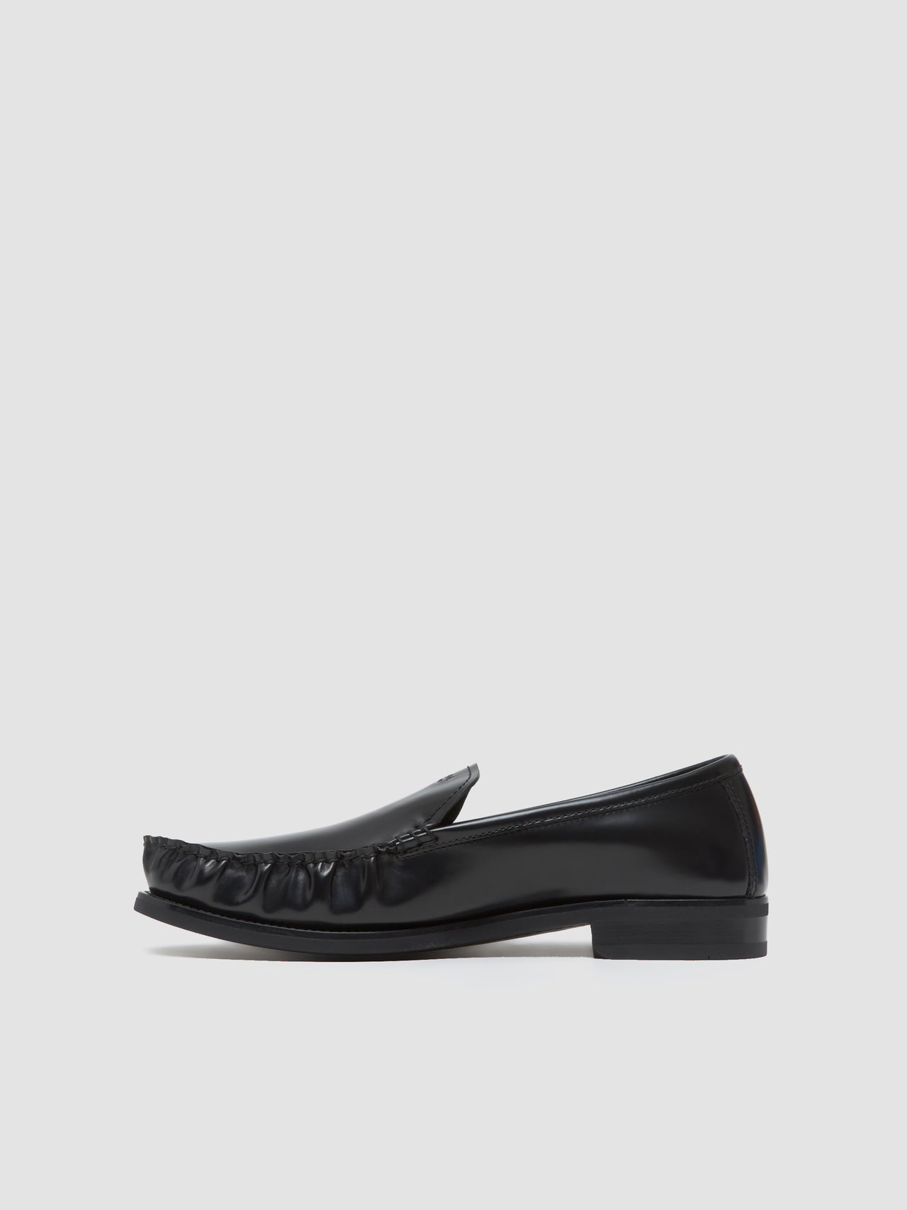 Brushed Leather Loafers with Logo in Black