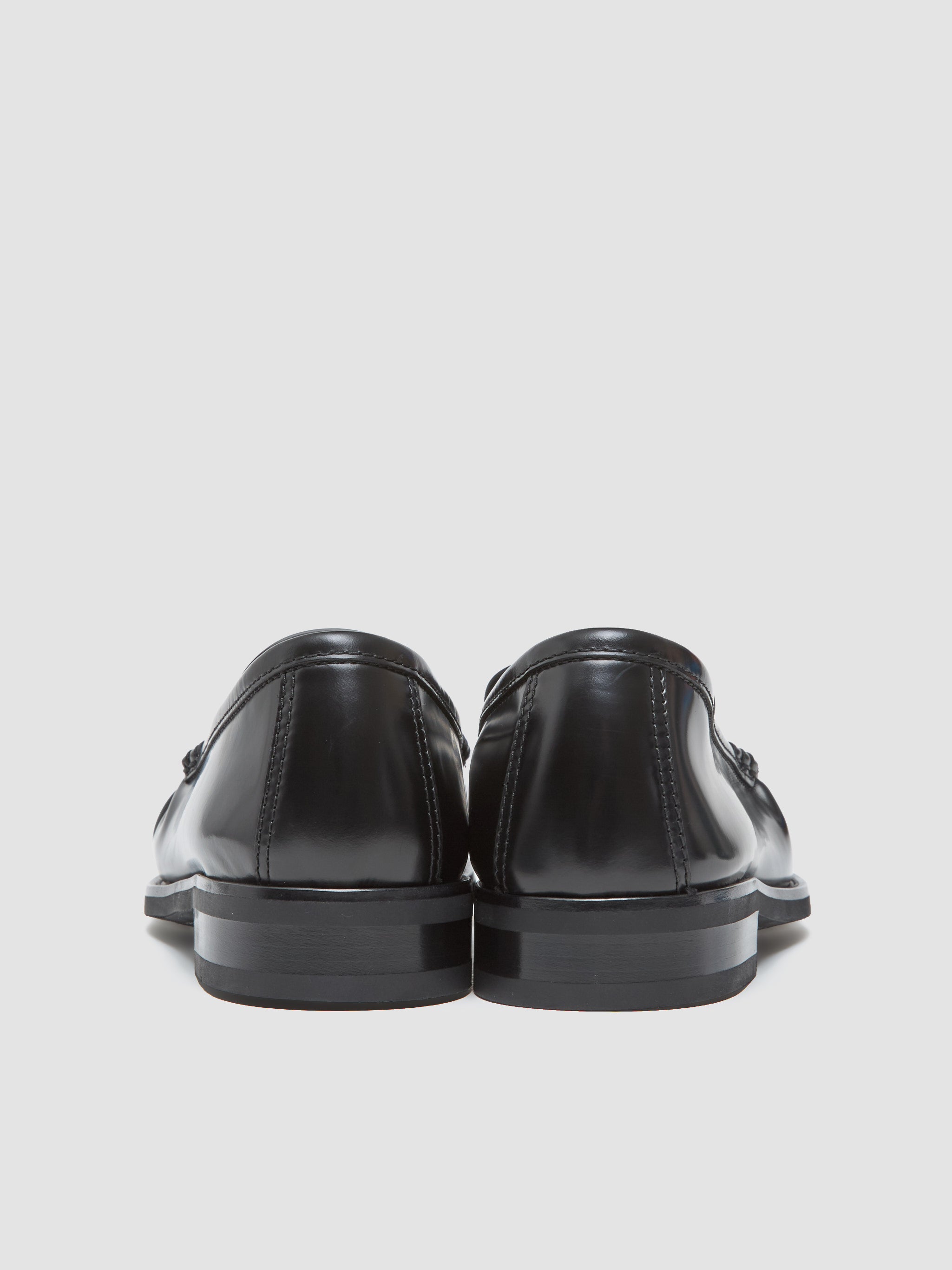 Brushed Leather Loafers with Logo in Black