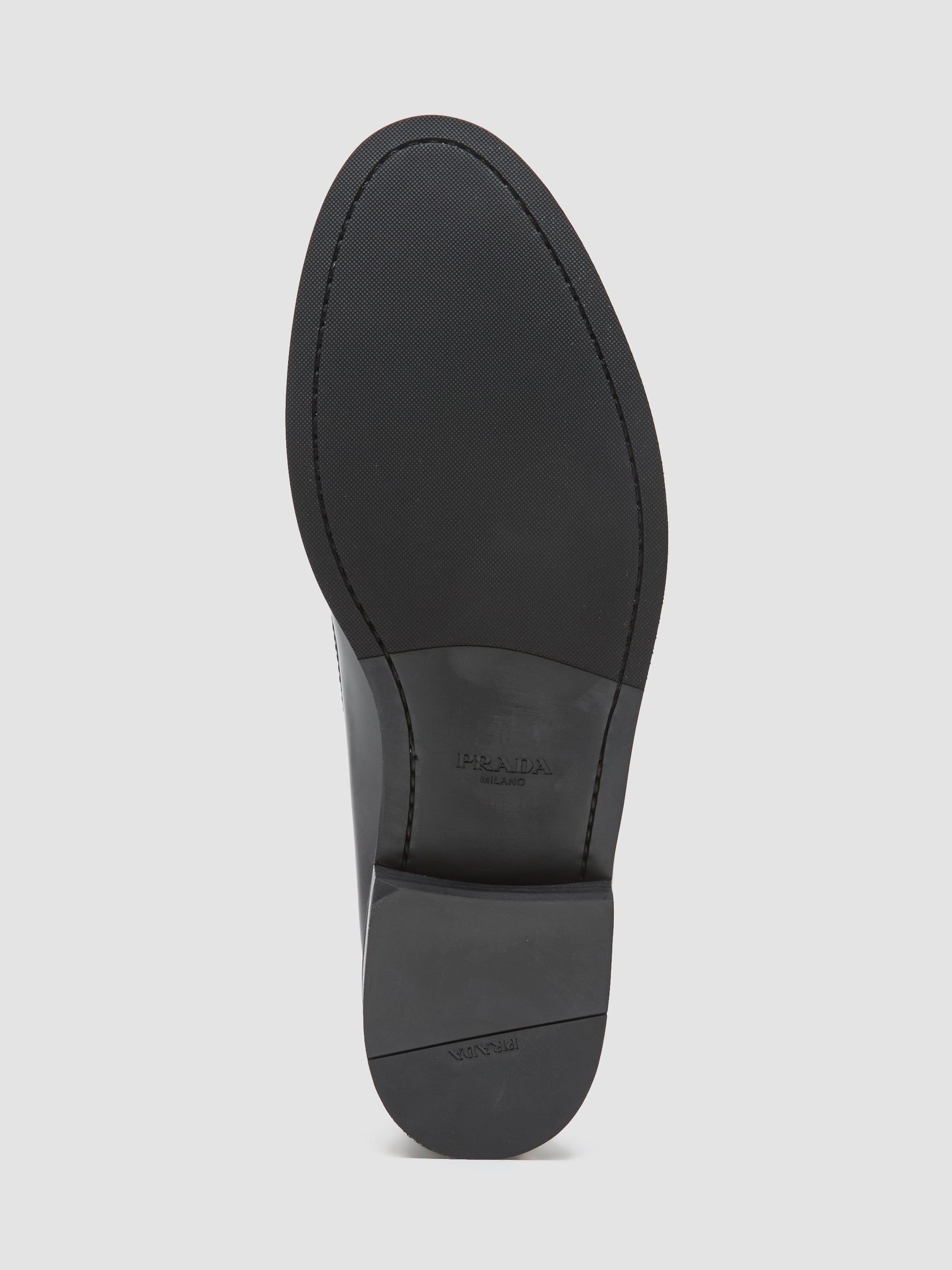 Brushed Leather Loafers with Logo in Black