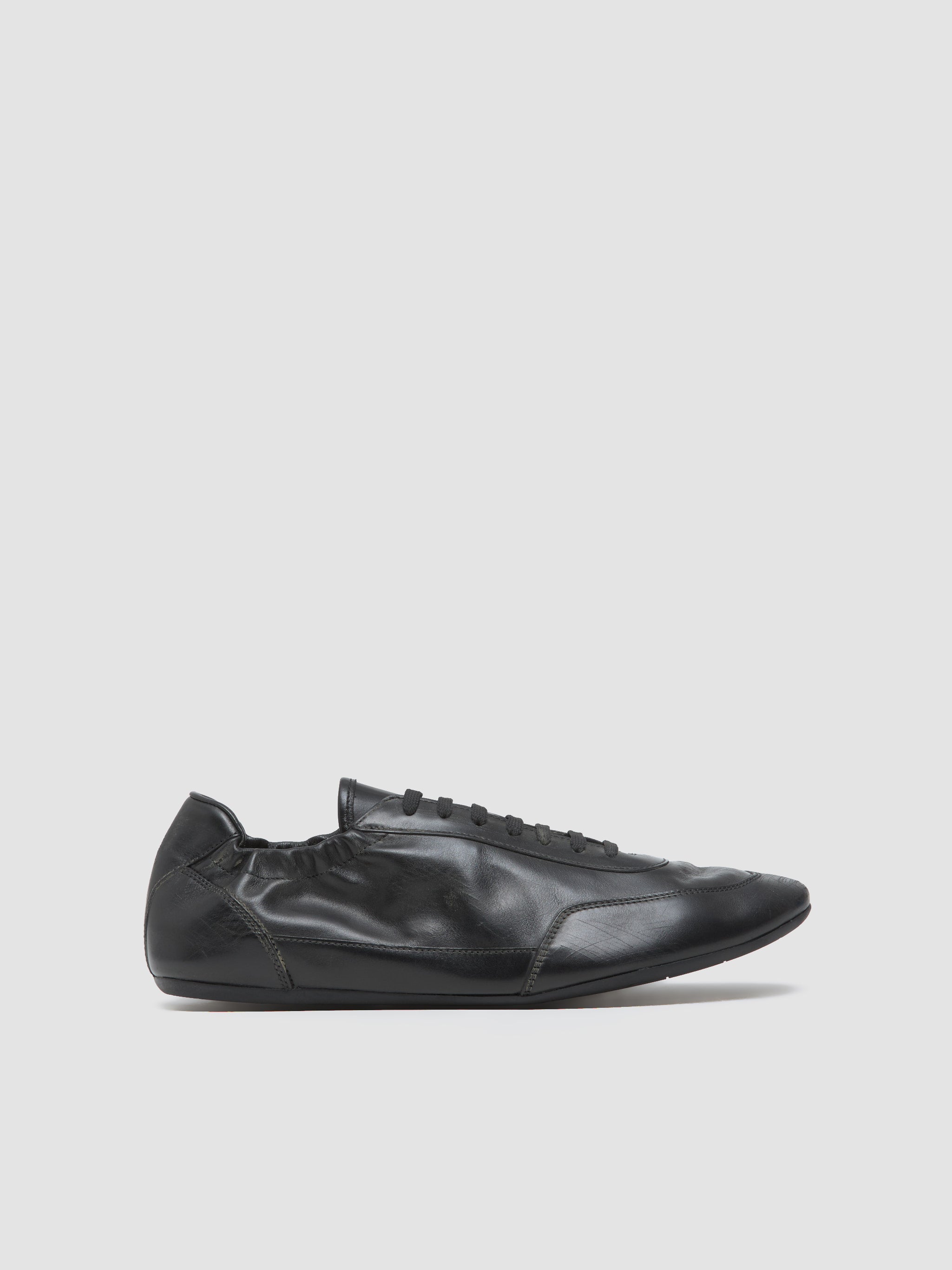 Leather Collapse Sneaker in Black