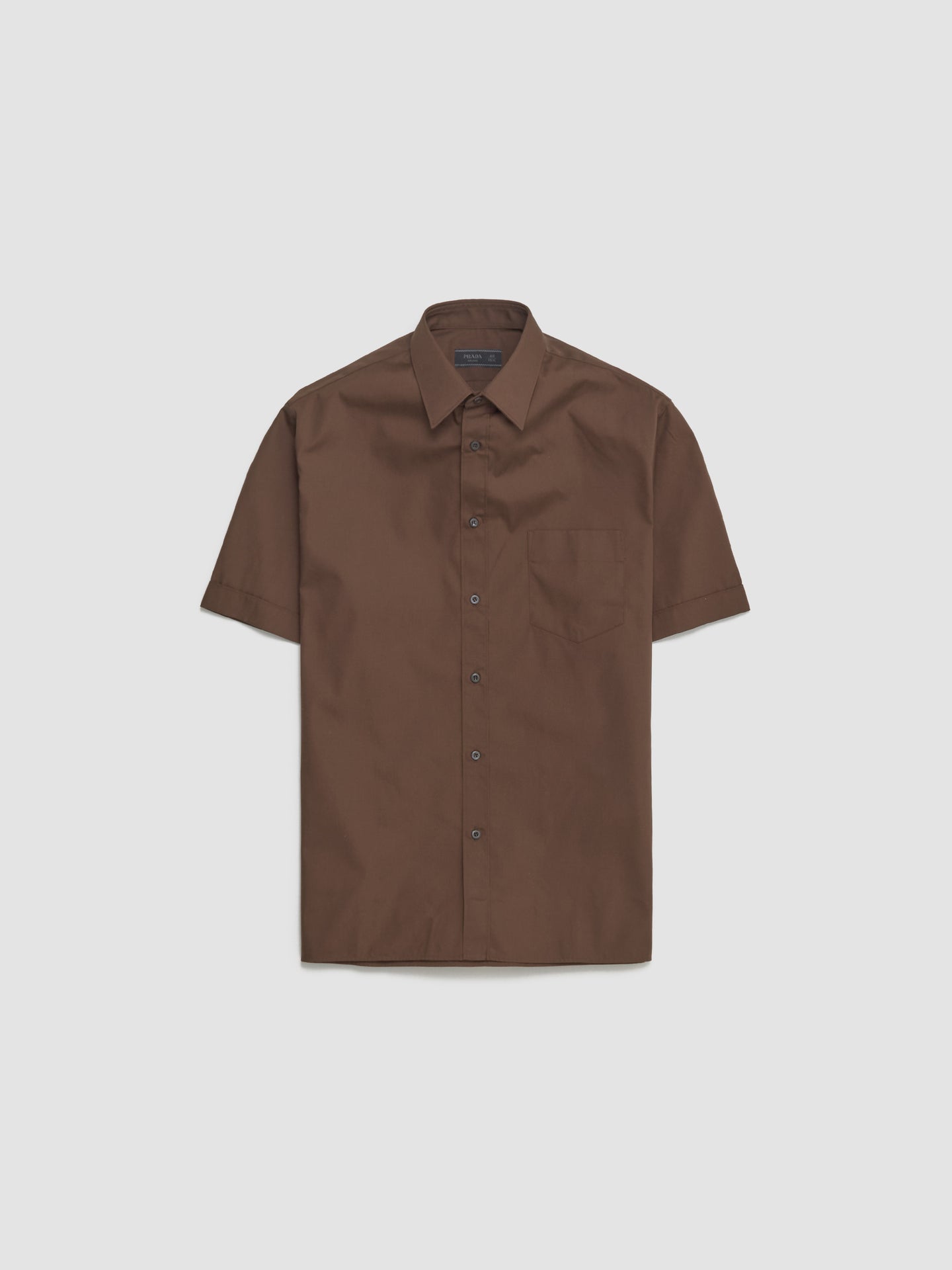 Short Sleeve Cotton Blend Shirt in Cocoa Brown