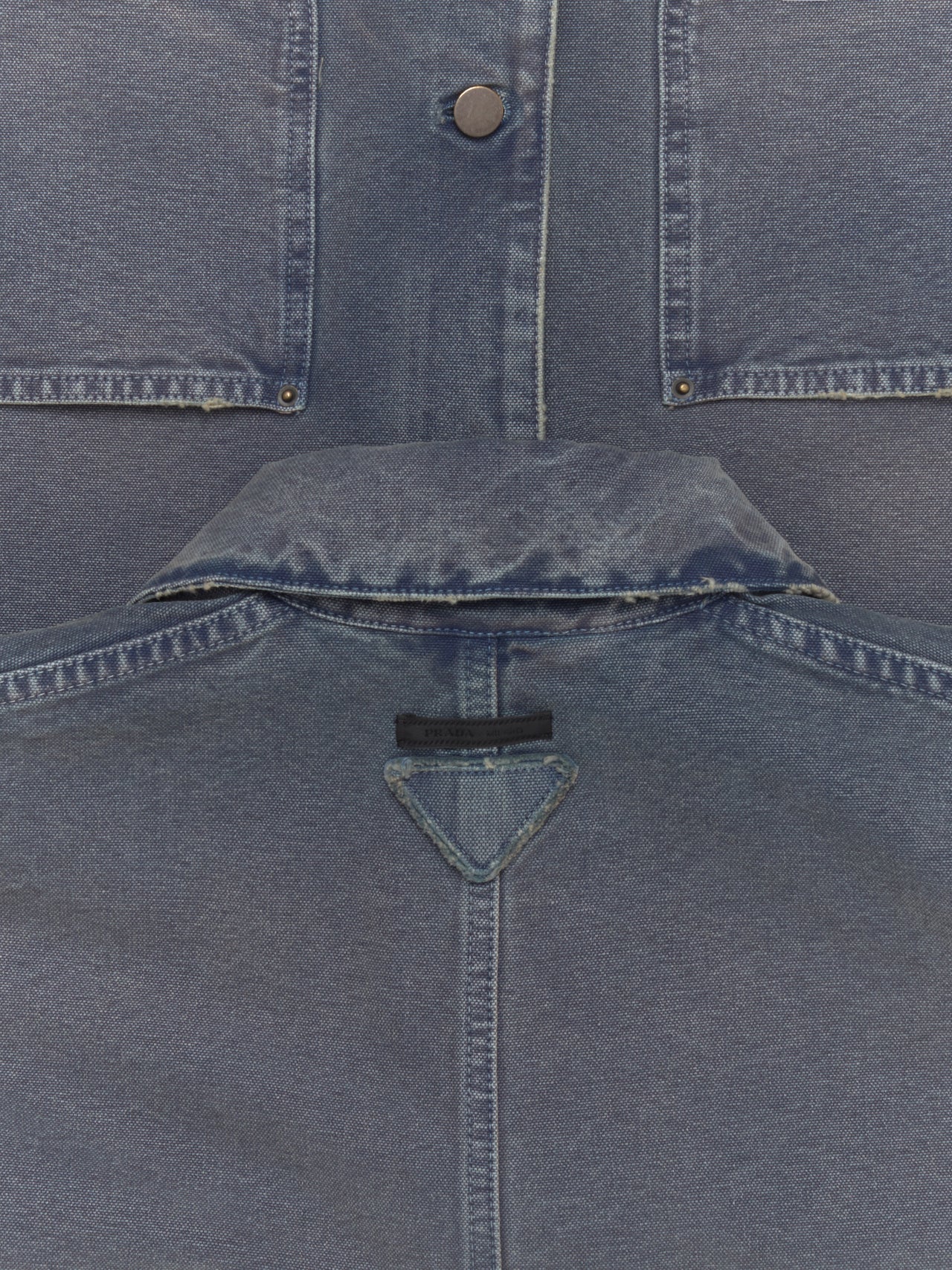 Canvas Blouson Jacket with A Used Look in Blue