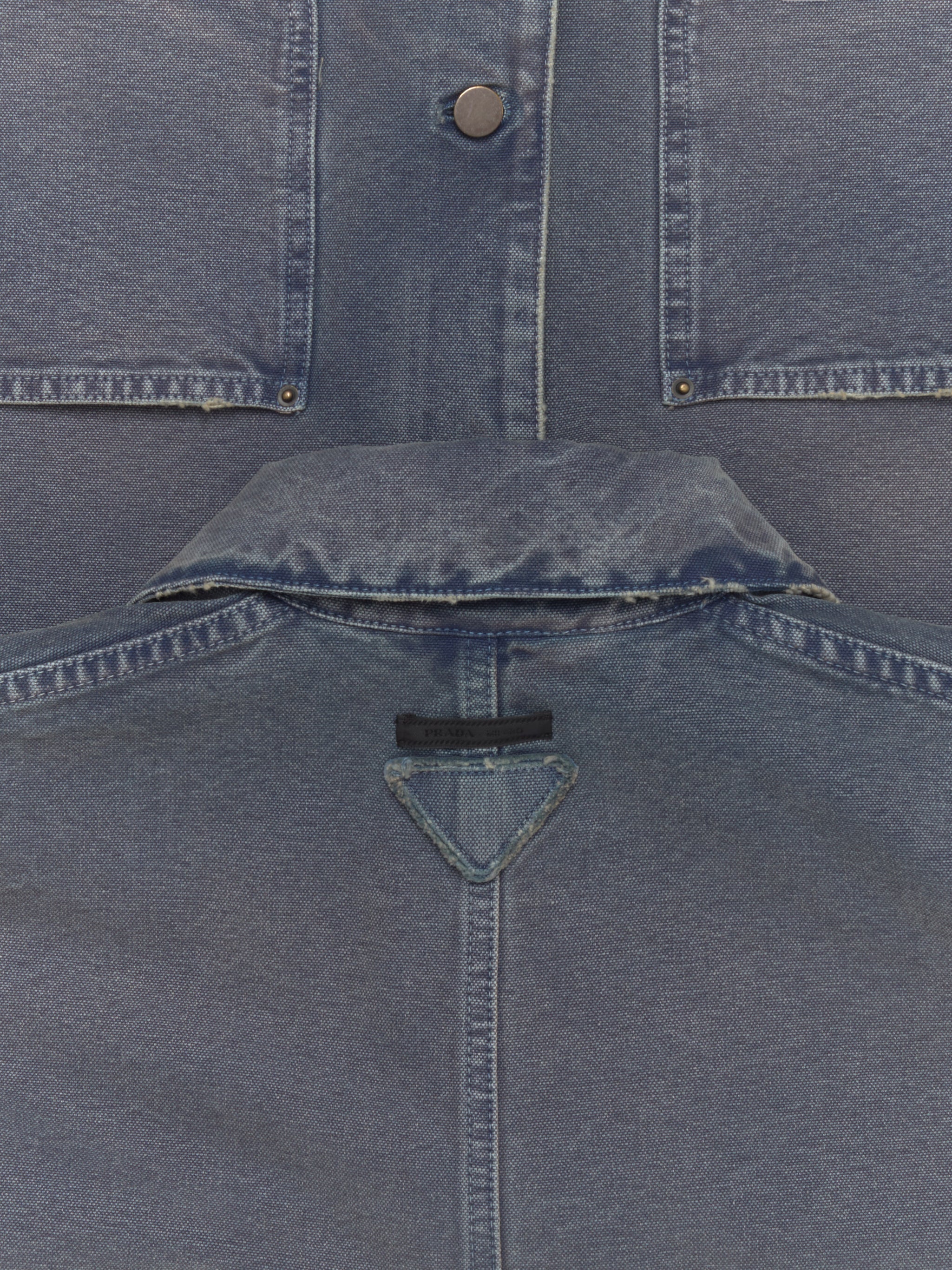 Canvas Blouson Jacket with A Used Look in Blue