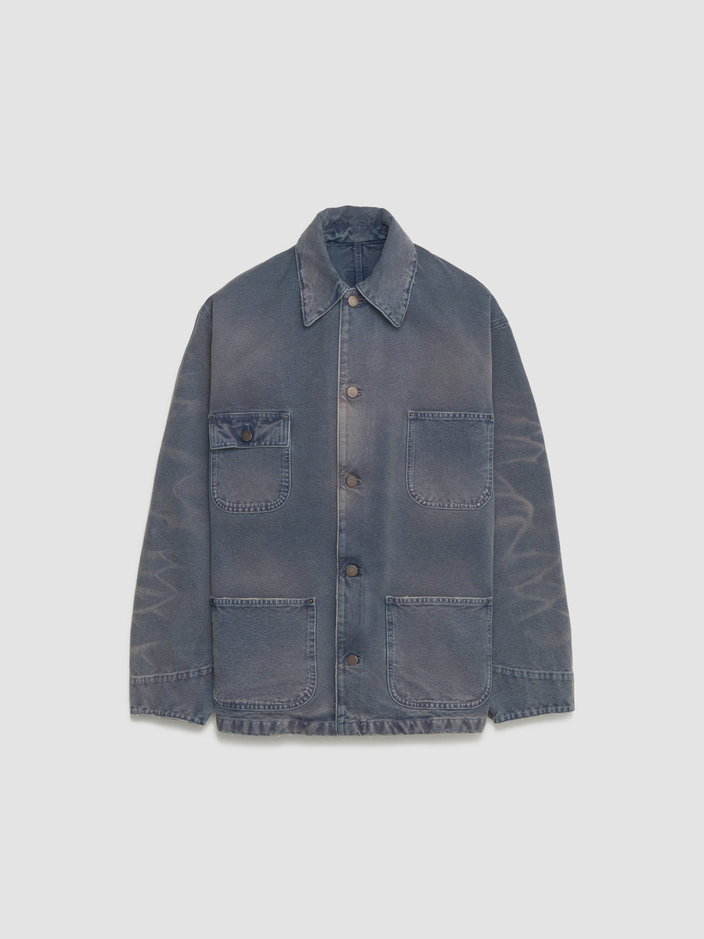 Canvas Blouson Jacket with A Used Look in Blue