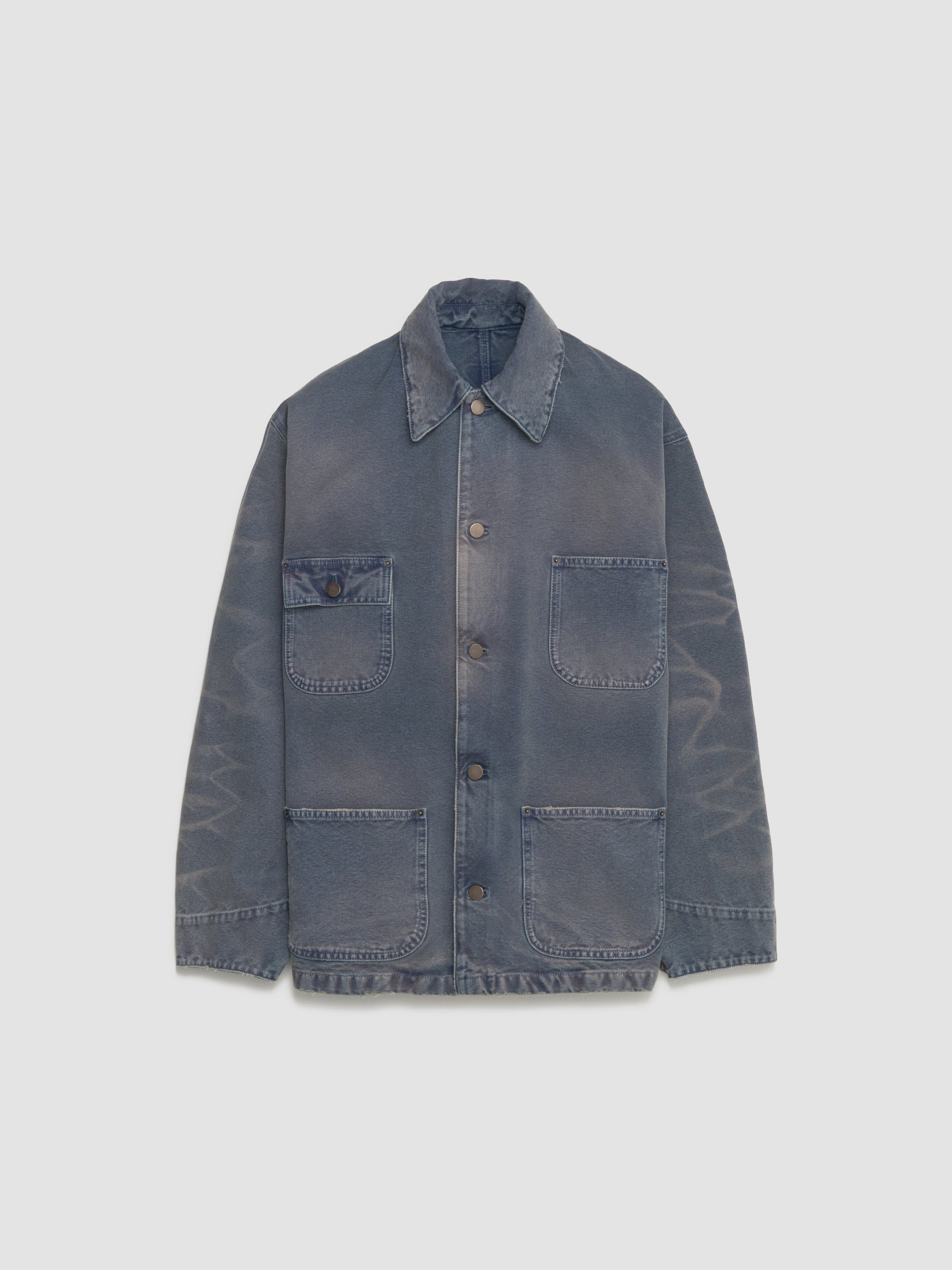 Canvas Blouson Jacket with A Used Look in Blue