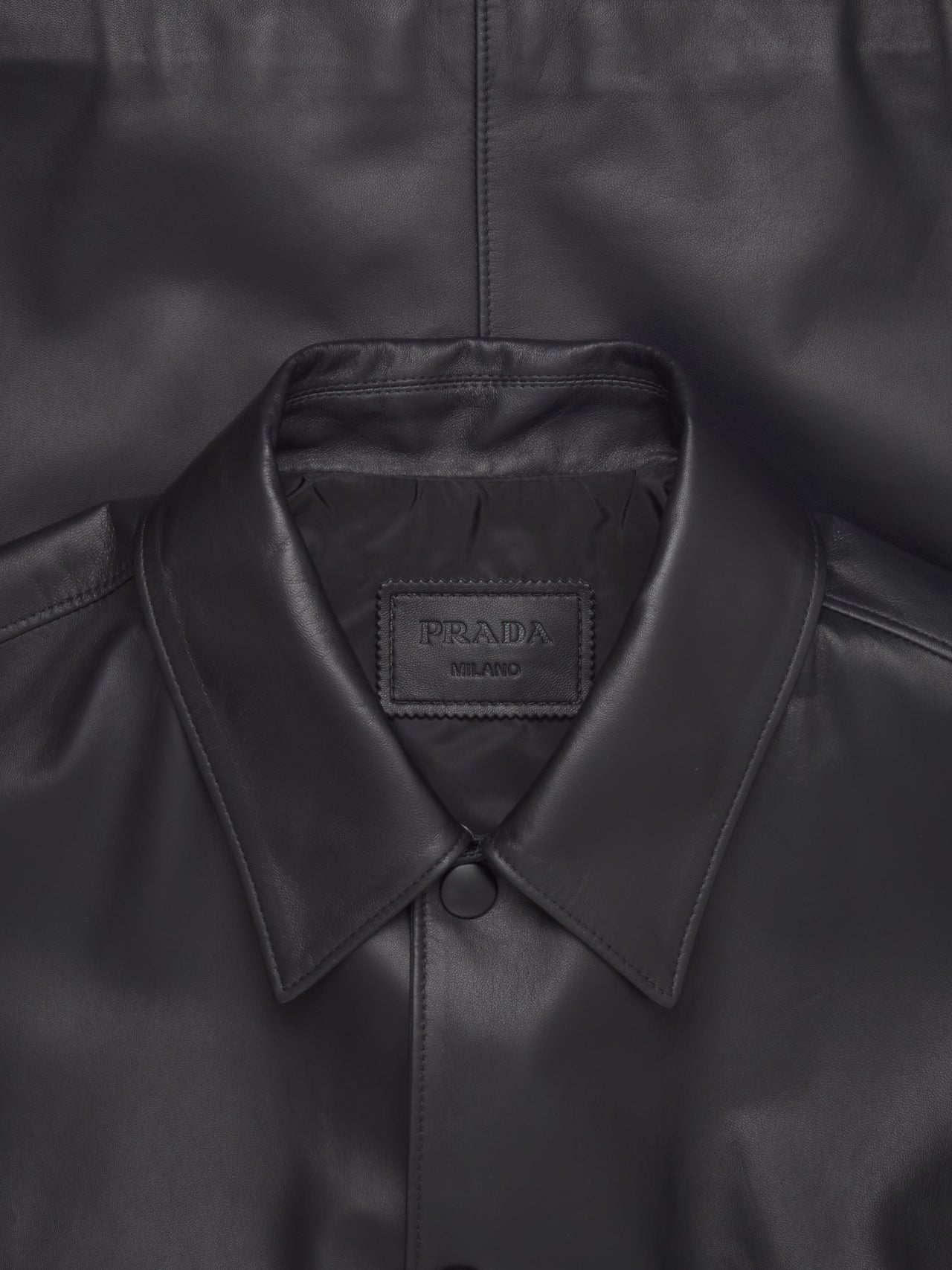 Nappa Leather Shirt Jacket in Black