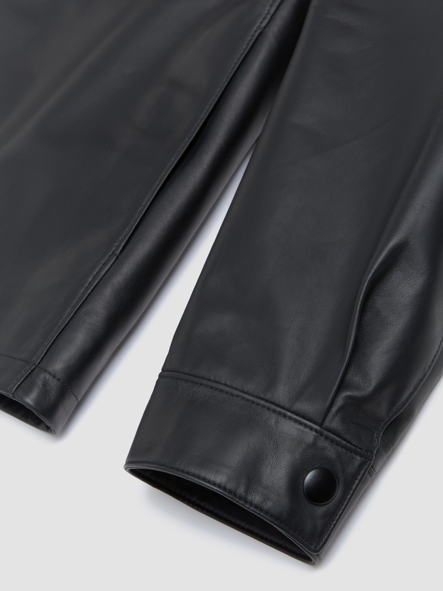 Nappa Leather Shirt Jacket in Black