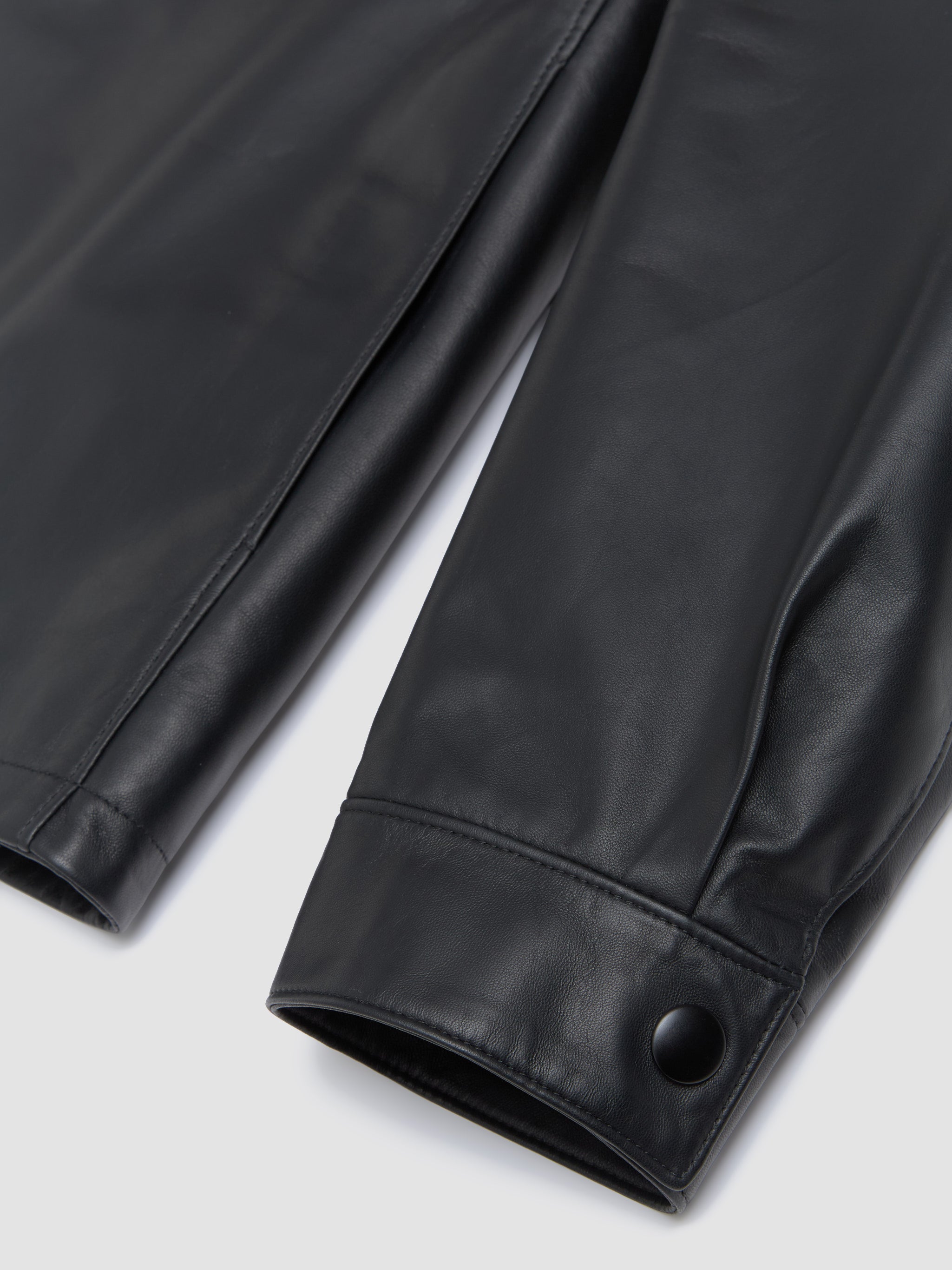 Nappa Leather Shirt Jacket in Black