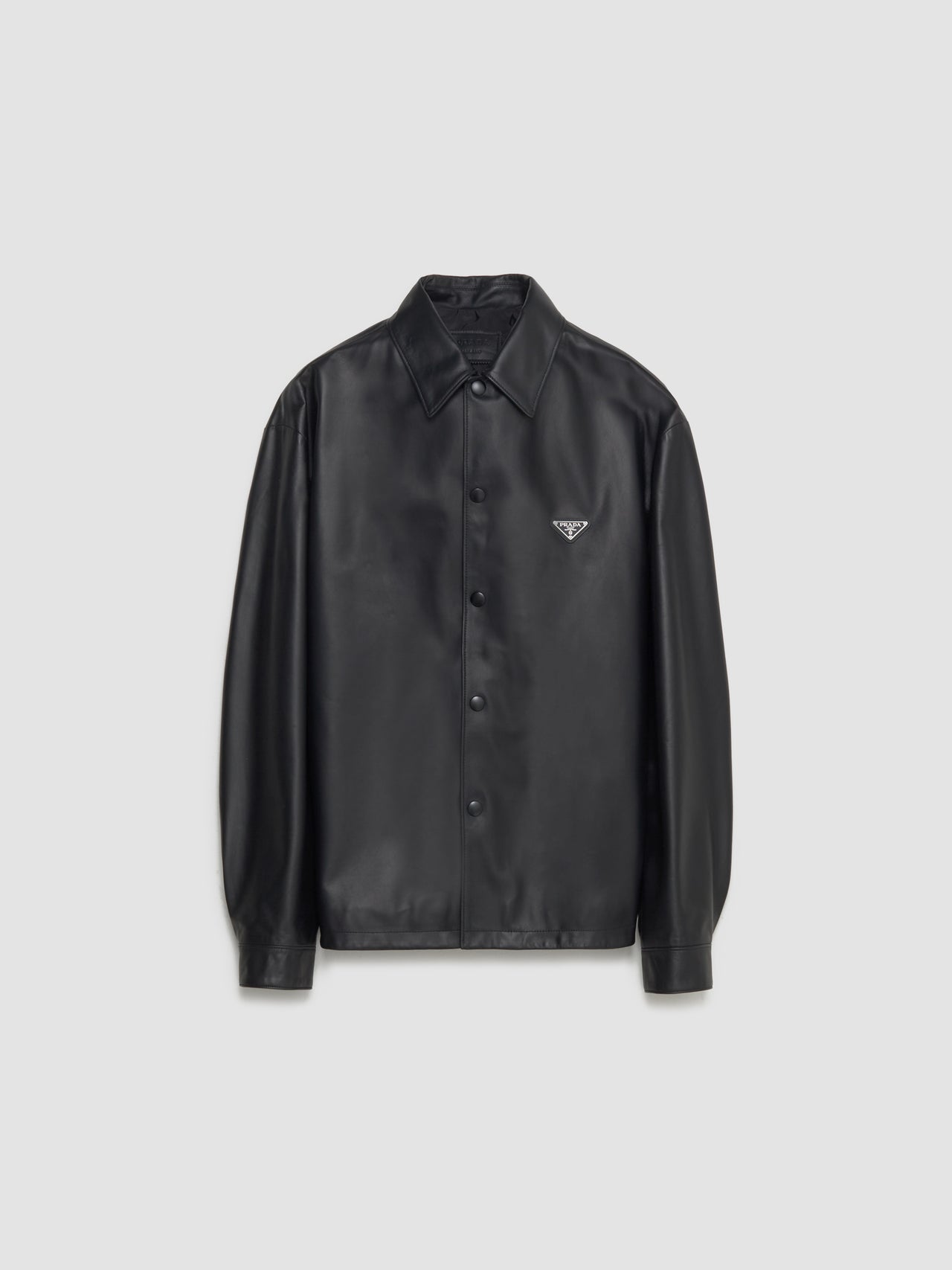 Nappa Leather Shirt Jacket in Black