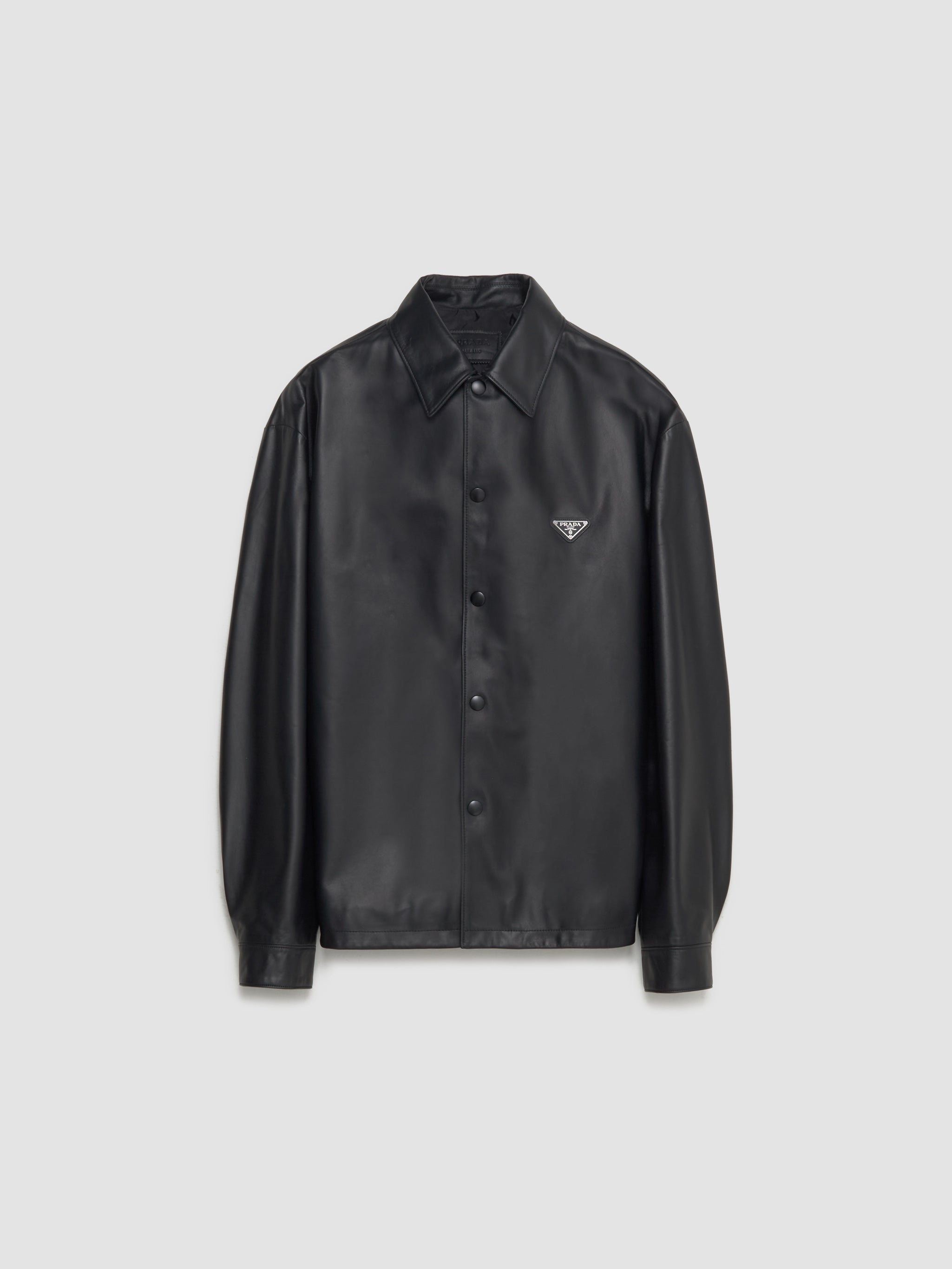Nappa Leather Shirt Jacket in Black