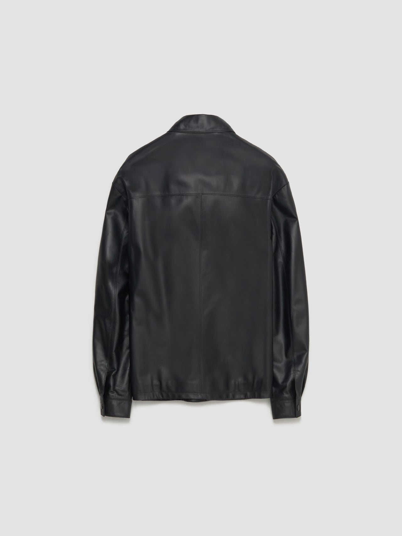 Nappa Leather Shirt Jacket in Black