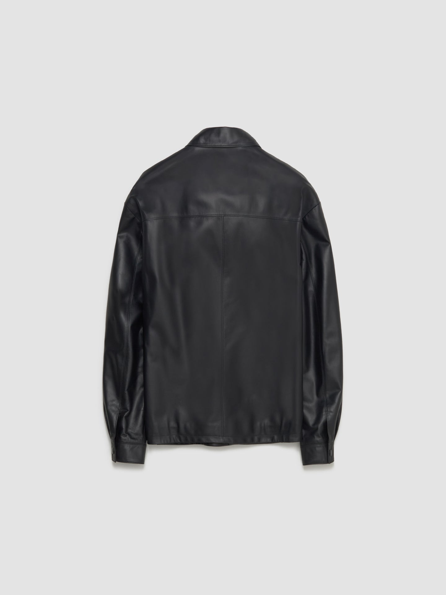 Nappa Leather Shirt Jacket in Black